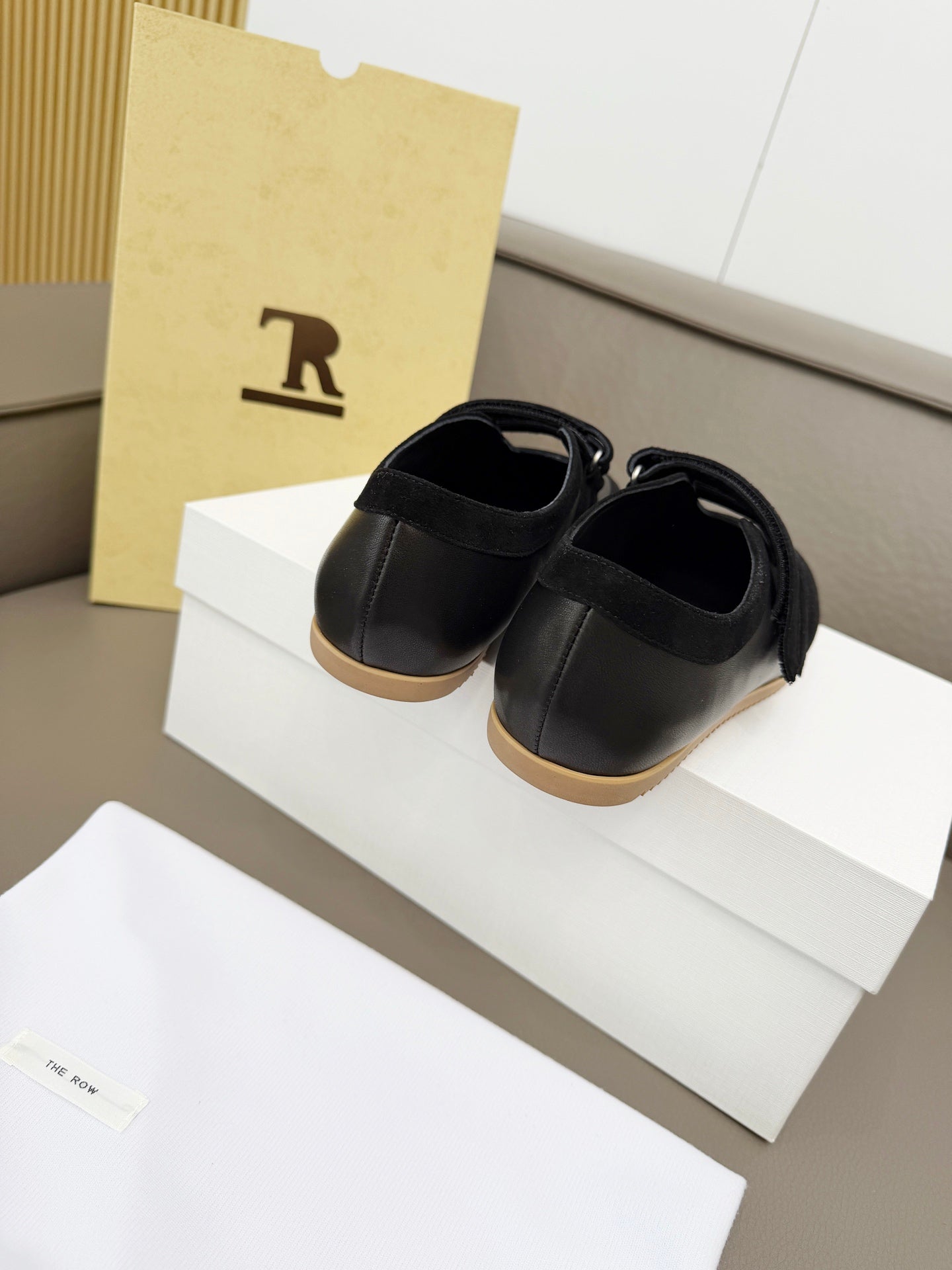 The Row Adjustable Strap Sneakers Black Suede 832655