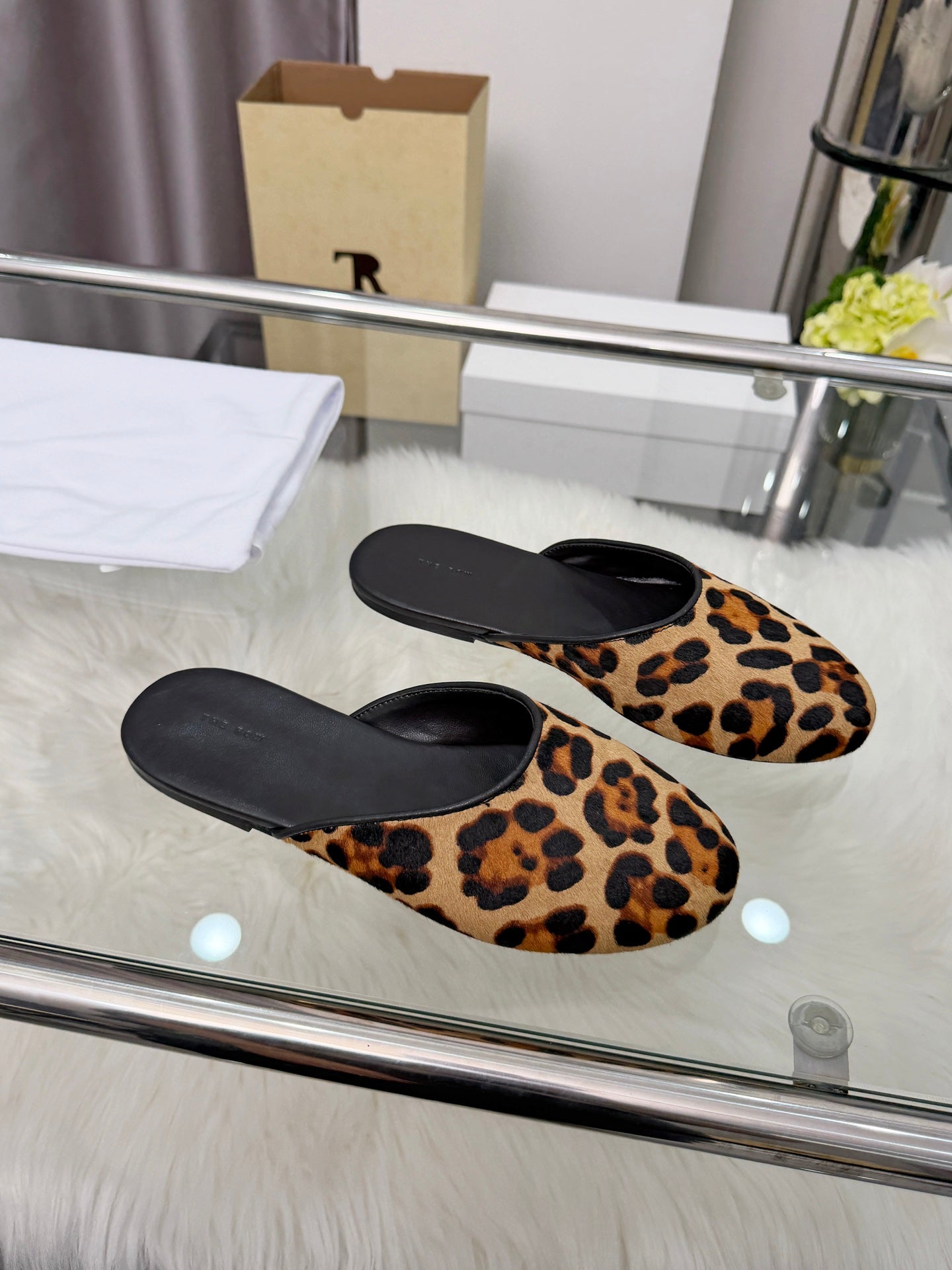 The Row Sleeper Two Slippers Leopard Suede 707569