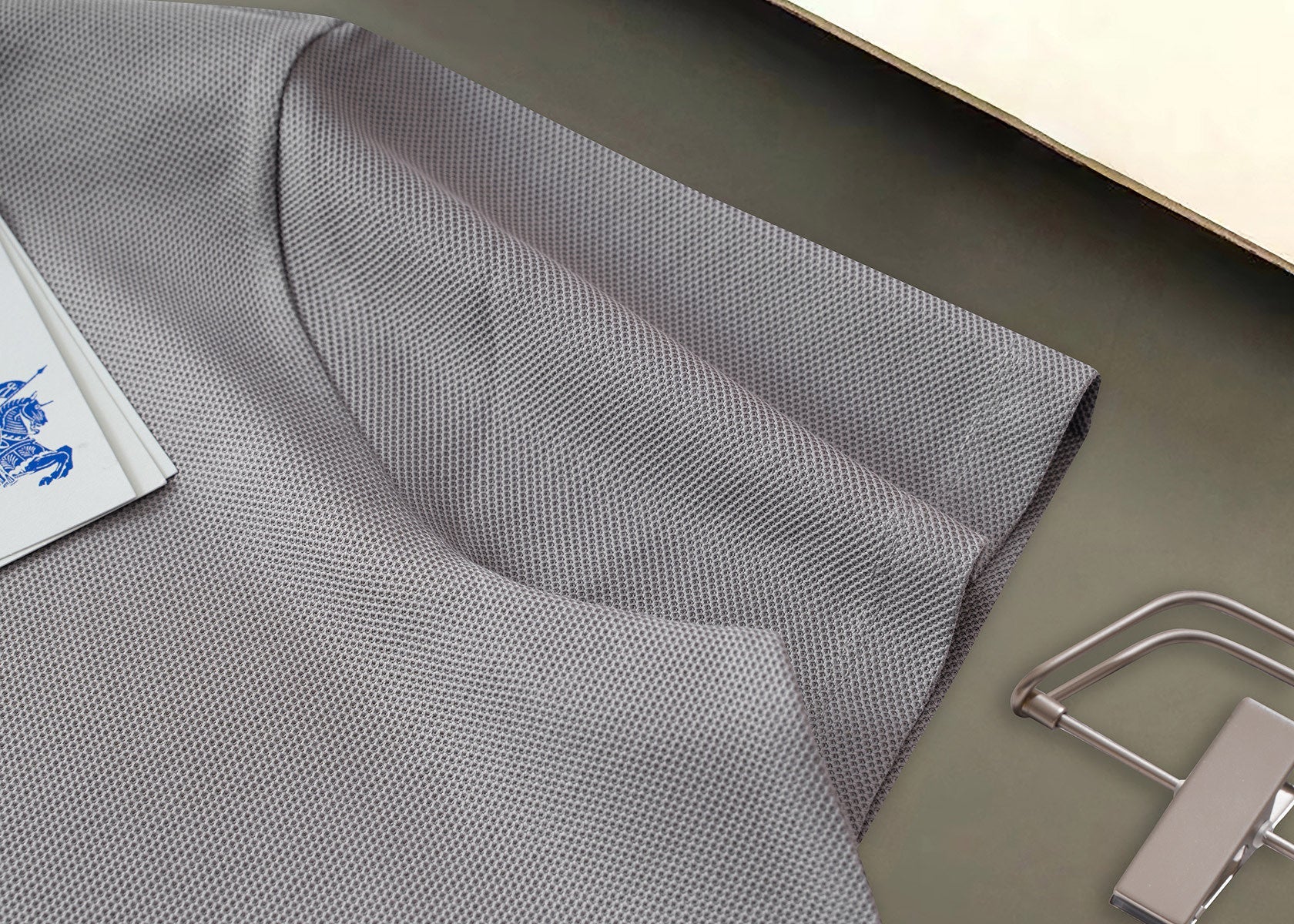 Burberry Men Check Colla Polo Shirt Grey Cotton