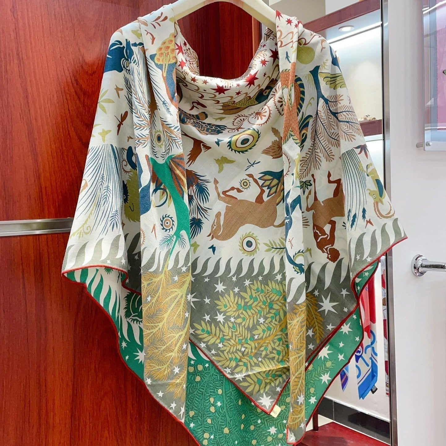 Sous Le Charme d'Orphee Double Face Scarf 140 CM In Colorful Cashmere And Silk 233127