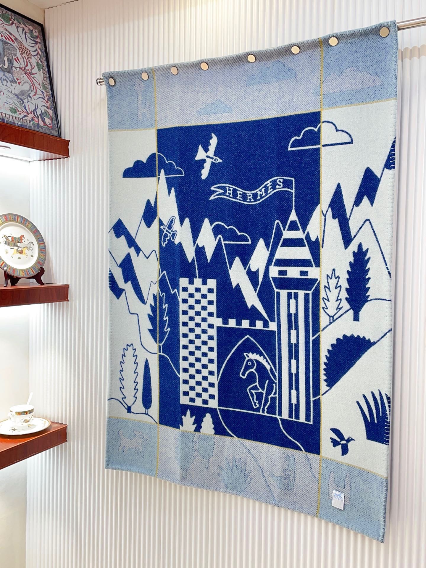 Baby Blankets 140 CM In Dark Blue Mix Light Blue Cashmere And Fine Wool 341415