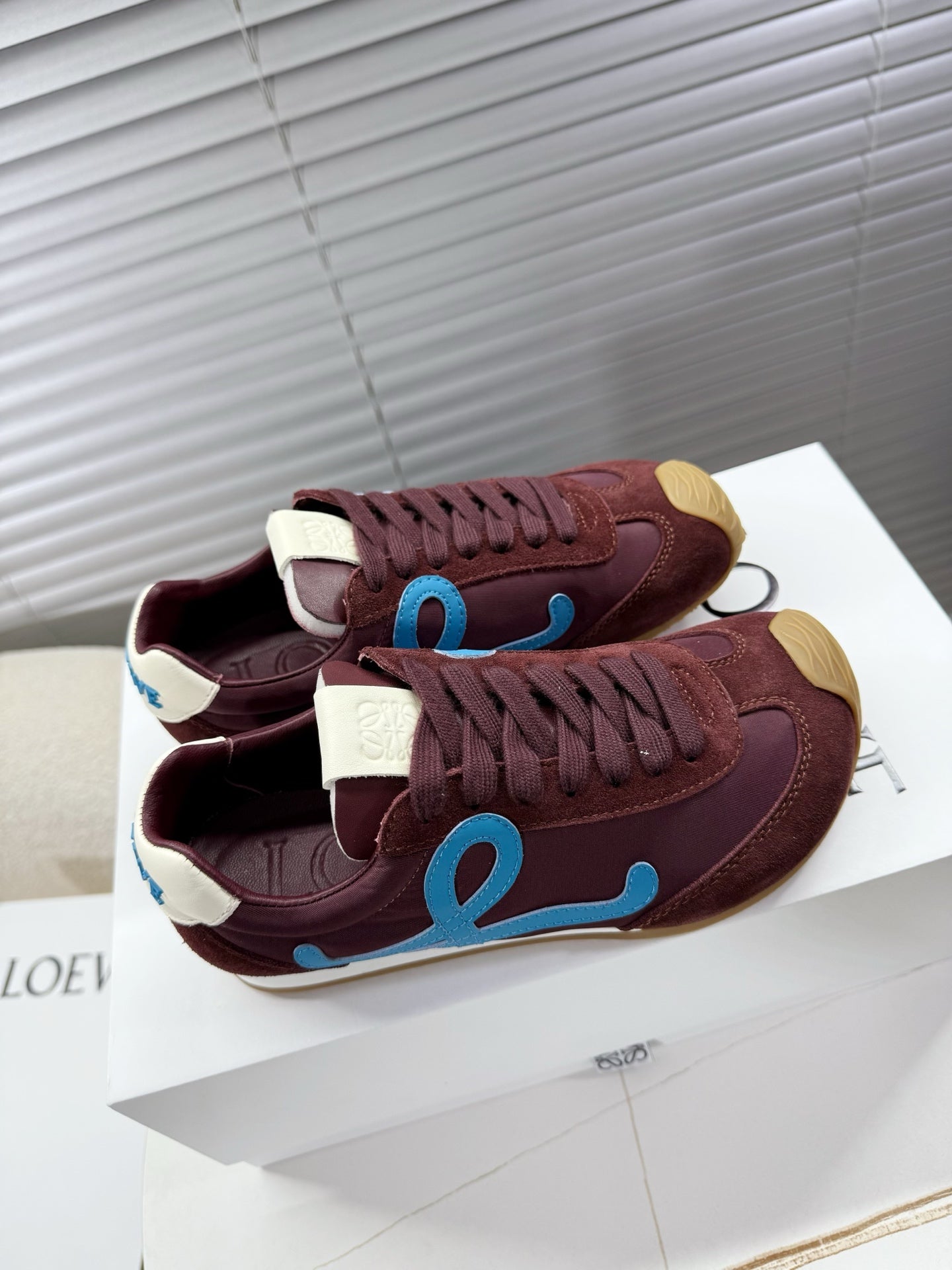 Loewe 26s Ballet Runner 2.0 In Burgundy Red Nylon And Calfskin