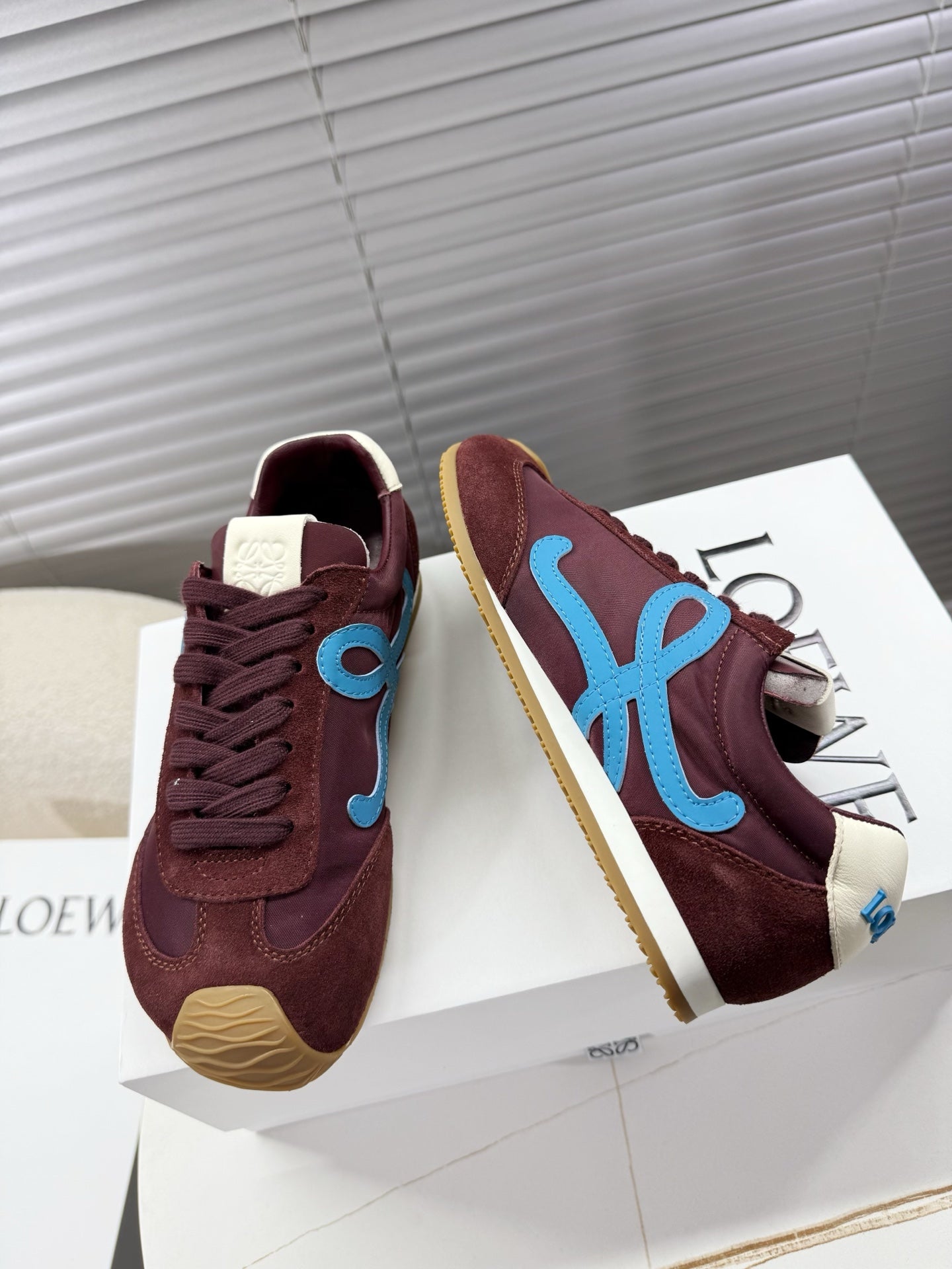 Loewe 26s Ballet Runner 2.0 In Burgundy Red Nylon And Calfskin