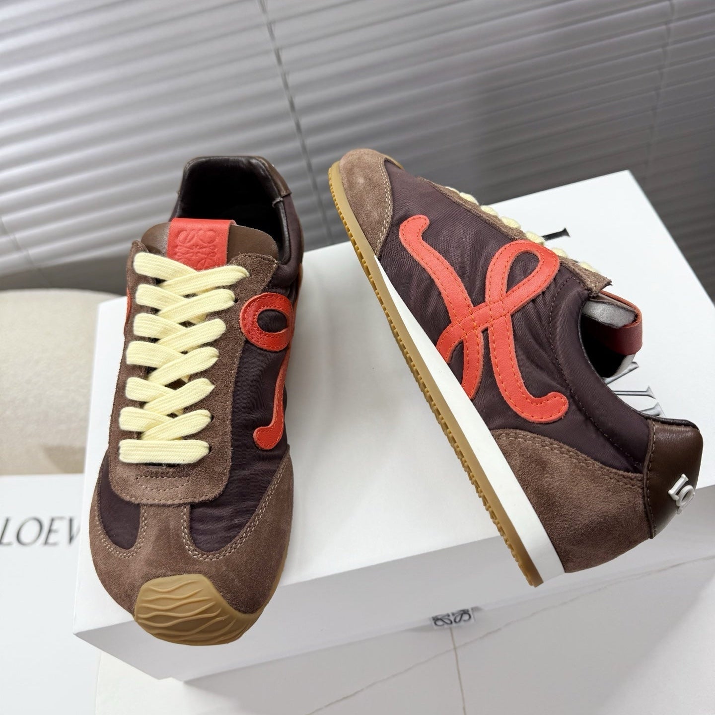 Loewe 26s Ballet Runner 2.0 In Dark Brown Nylon And Calfskin
