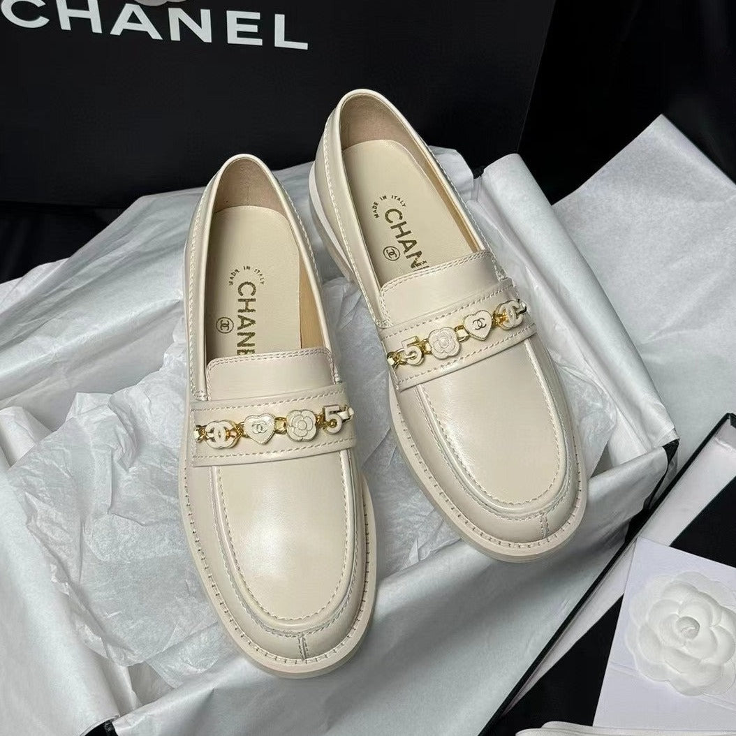 CC Loafers Cream Quilted Calfskin