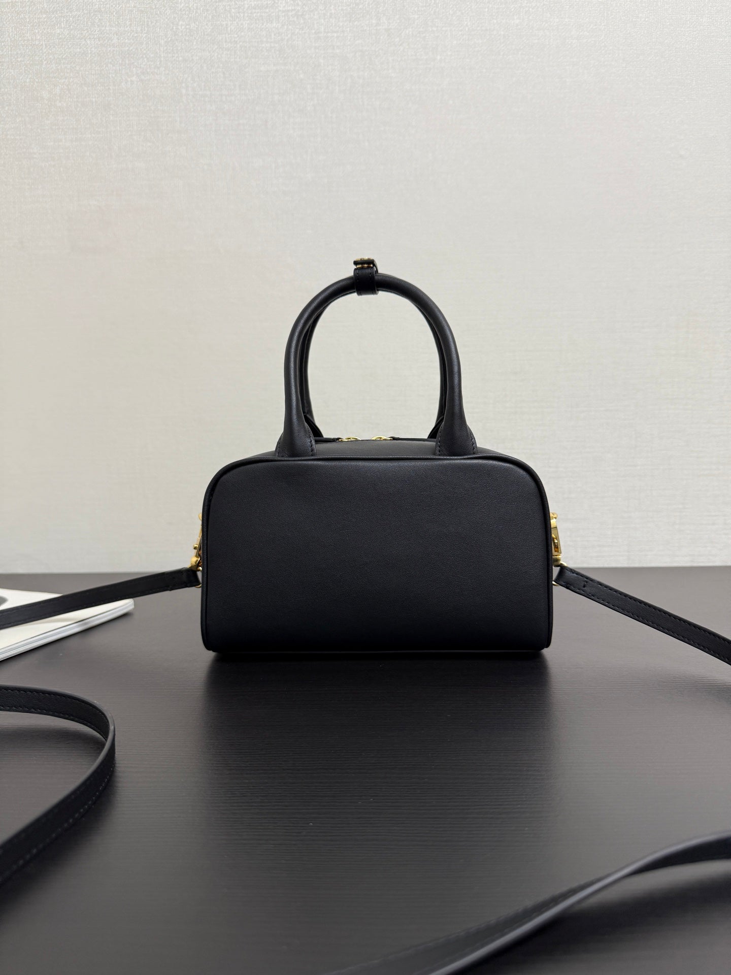 CC 26B Mini Bowling Balls Bag Black Calfskin
