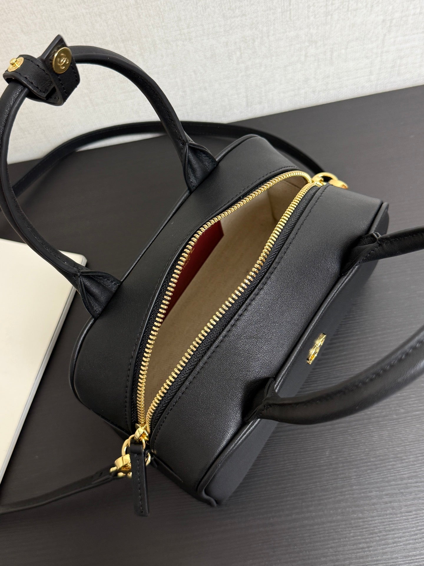 CC 26B Mini Bowling Balls Bag Black Calfskin