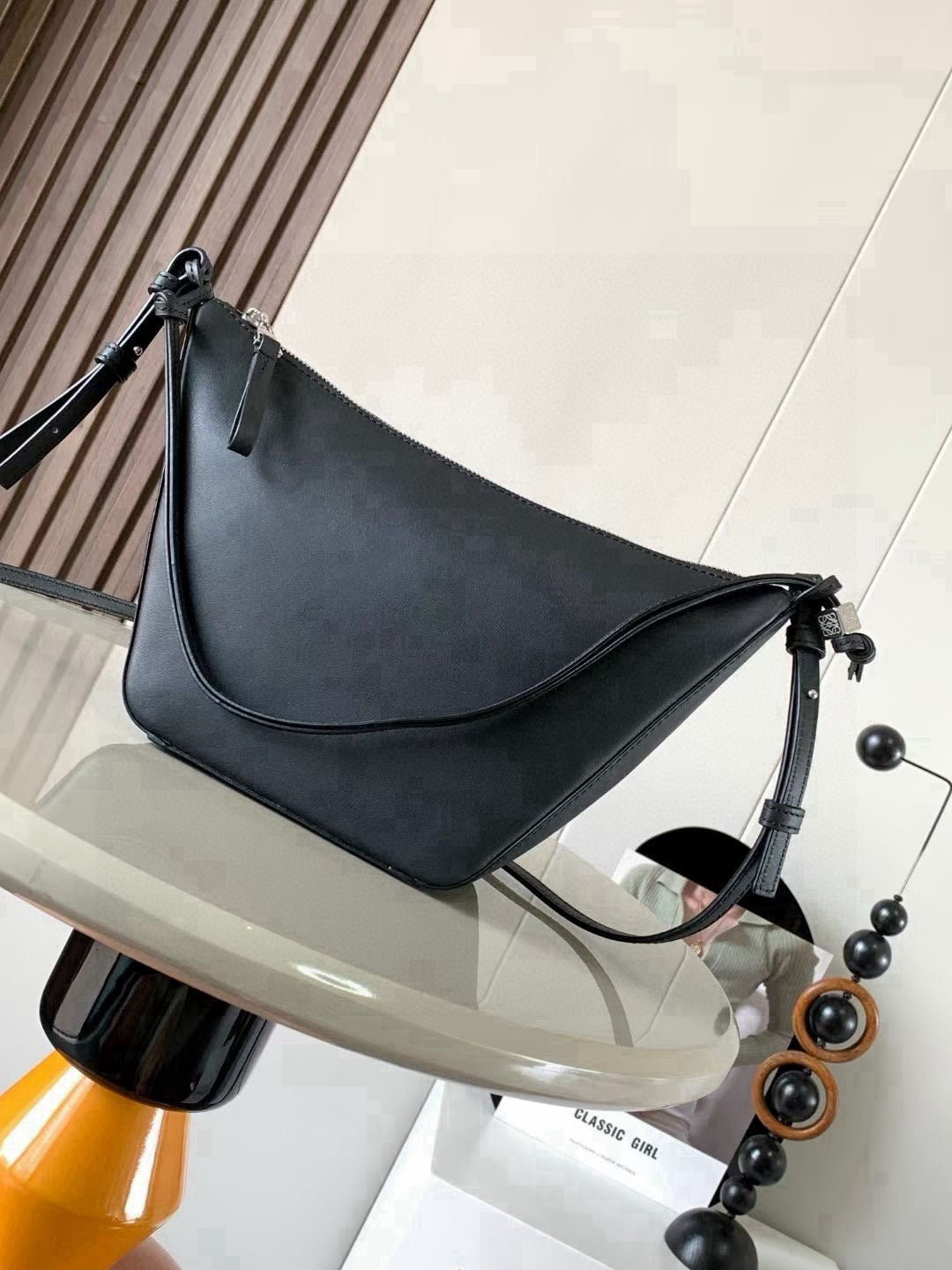 Loewe Mini Hammock Hobo Bag Black Calfskin