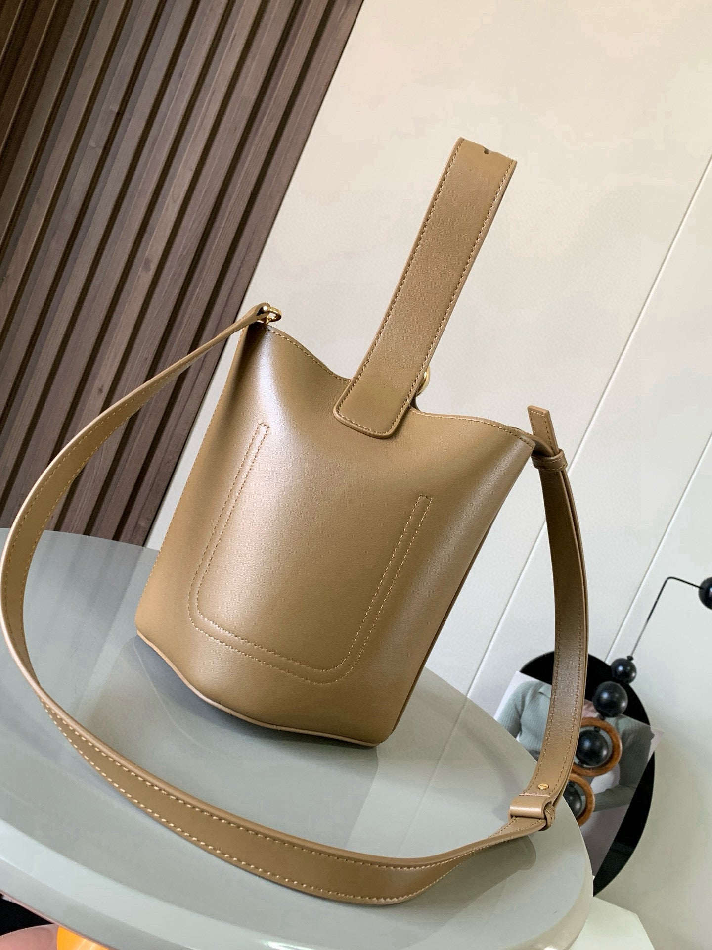 Loewe Mini Pebble Bucket Bag Bronze Brown Smooth Calfskin