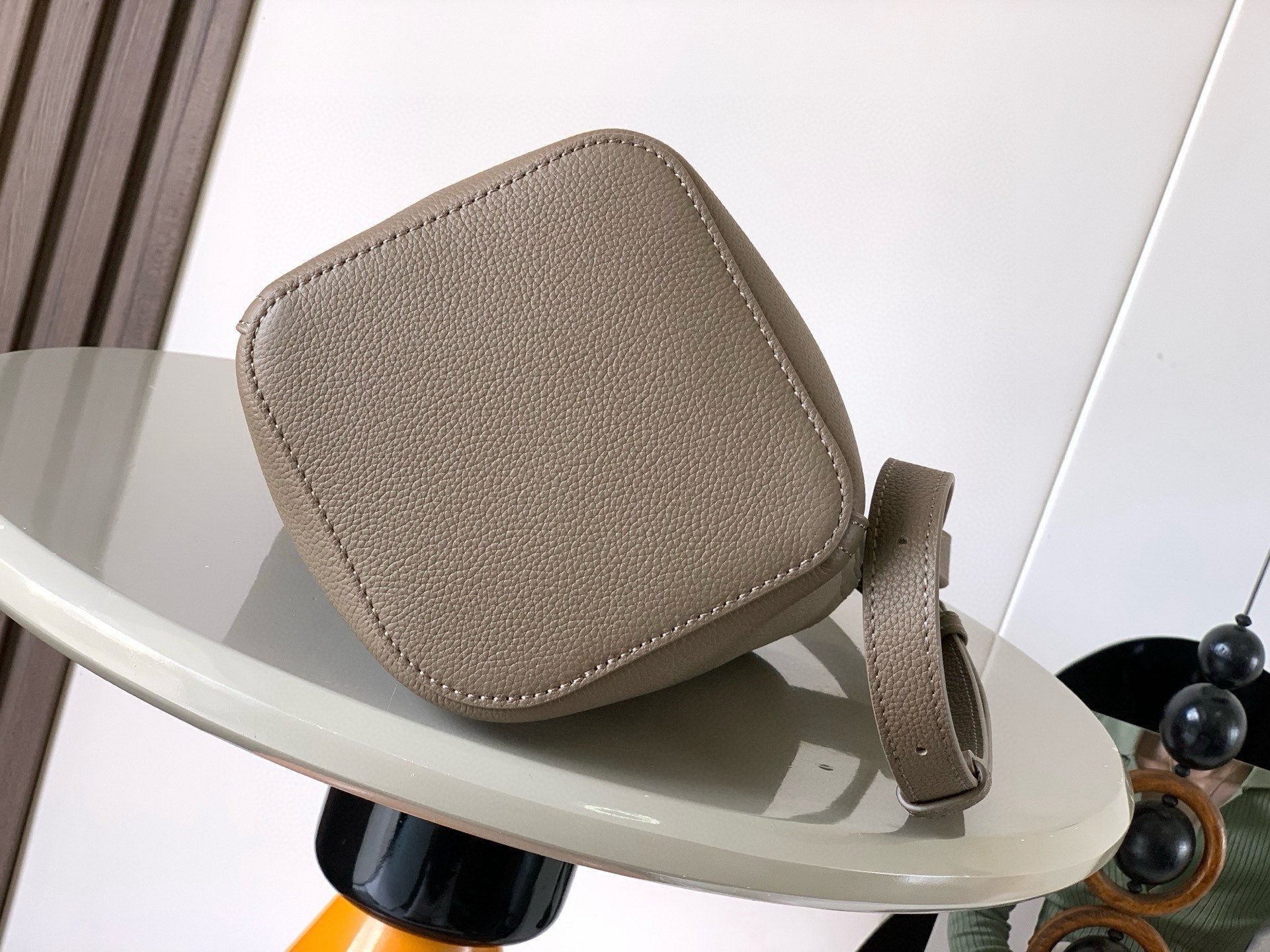 Loewe Mini Pebble Bucket Bag Taupe Grained Calfskin