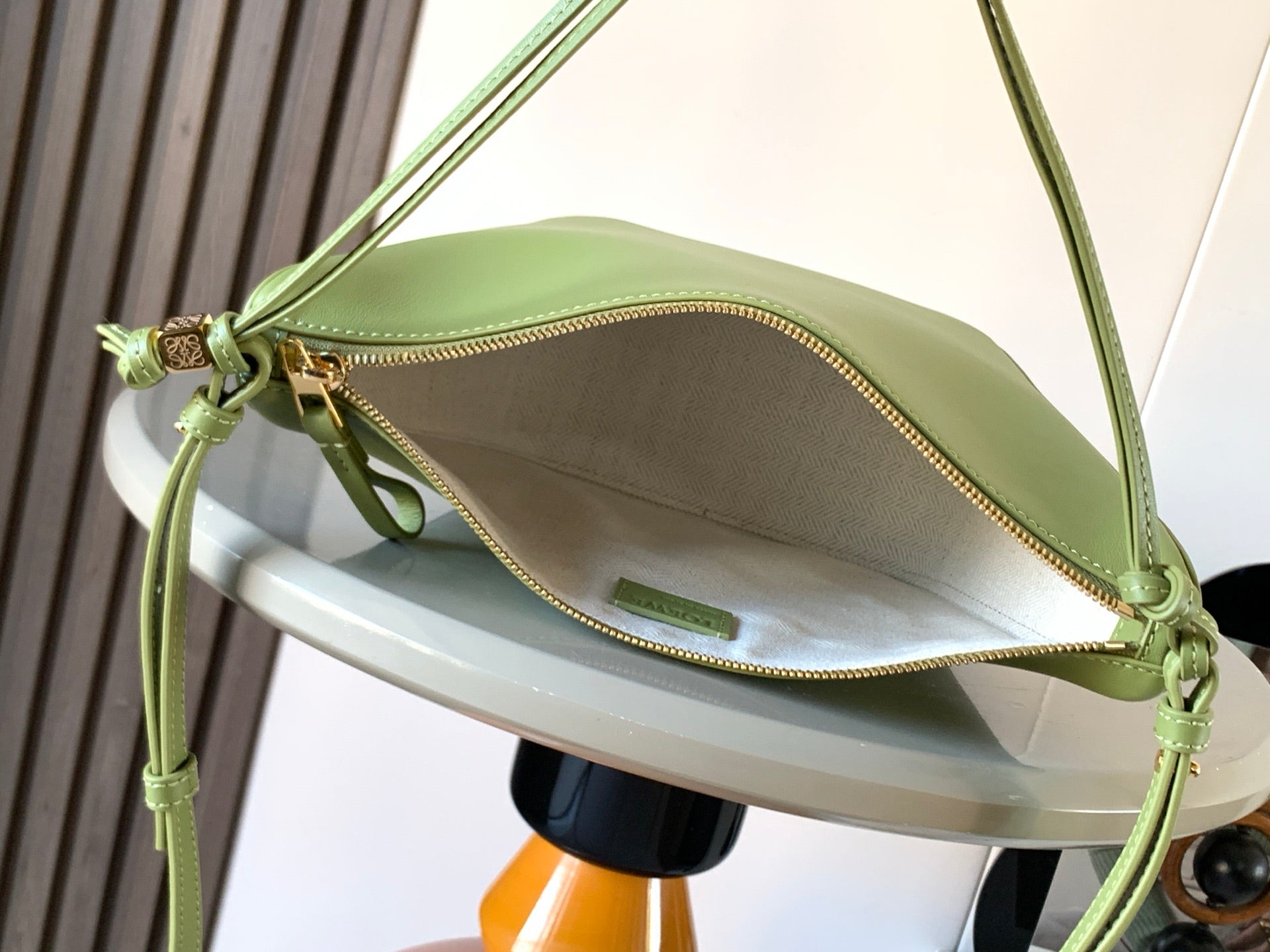 Loewe Mini Hammock Hobo Bag Olive Mist Calfskin