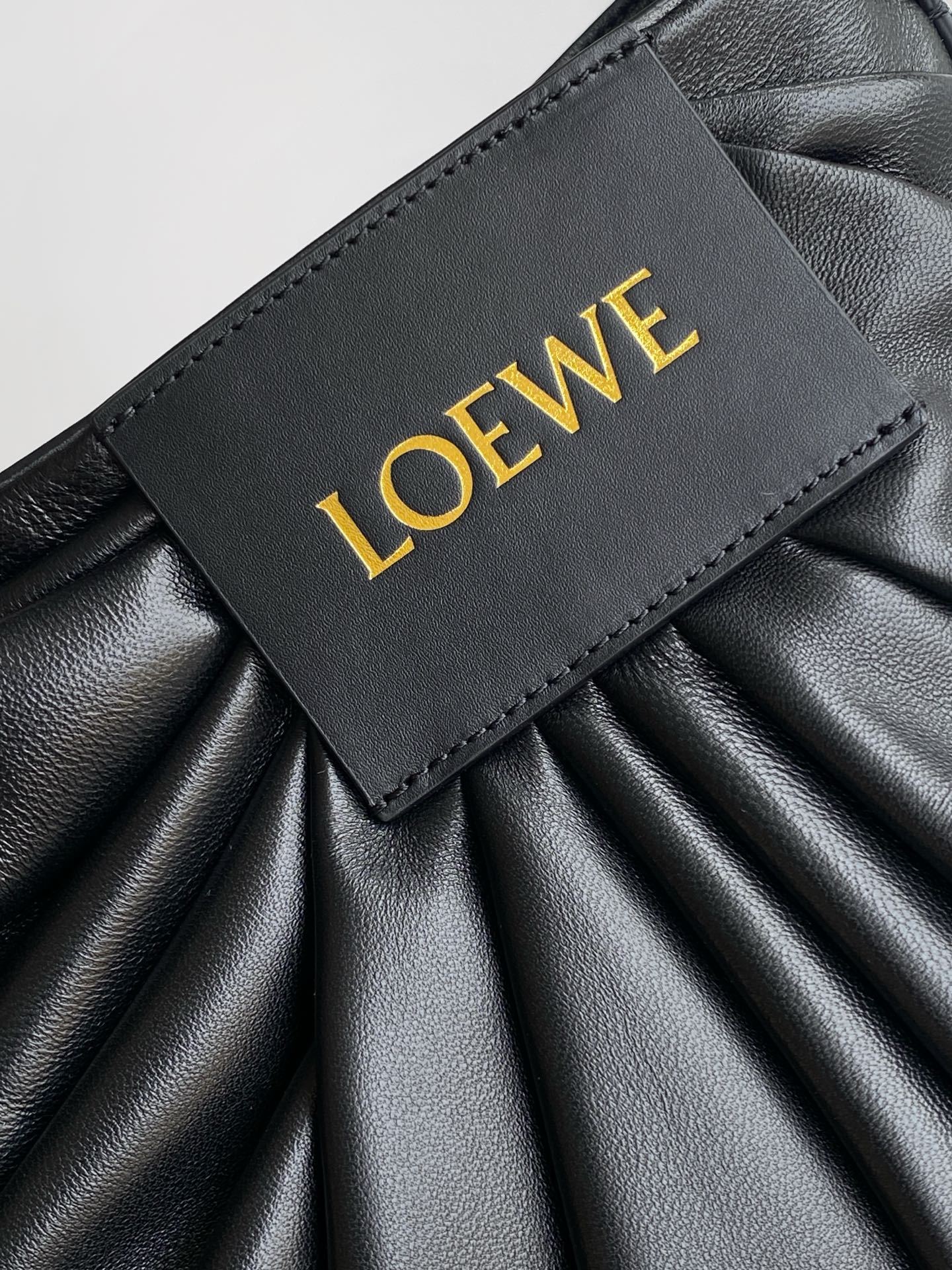 Loewe Draped Leather Tote Bag Black Lambskin