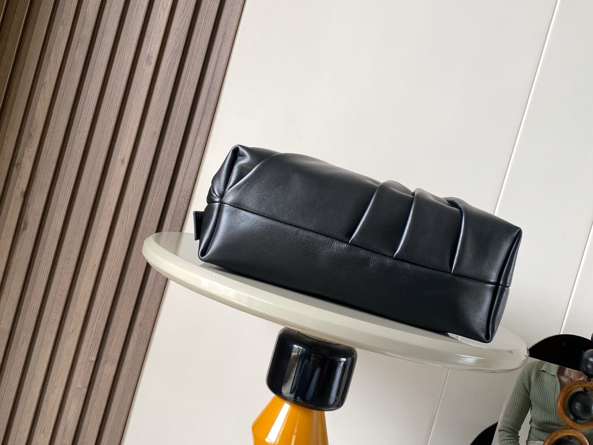 Loewe Draped Leather Tote Bag Black Lambskin