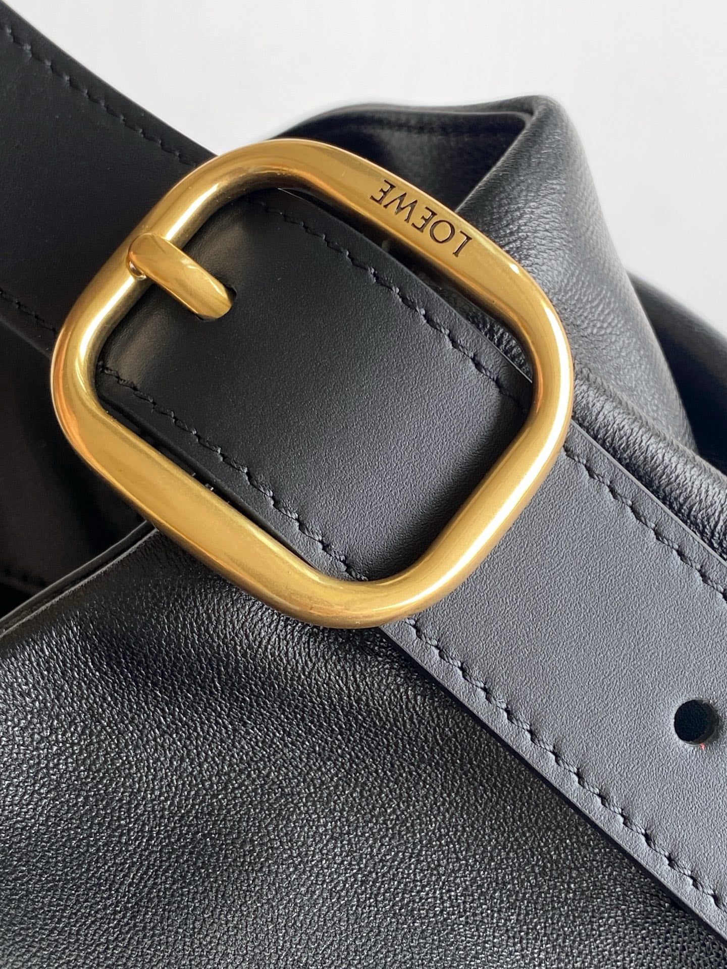 Loewe Draped Leather Tote Bag Black Lambskin