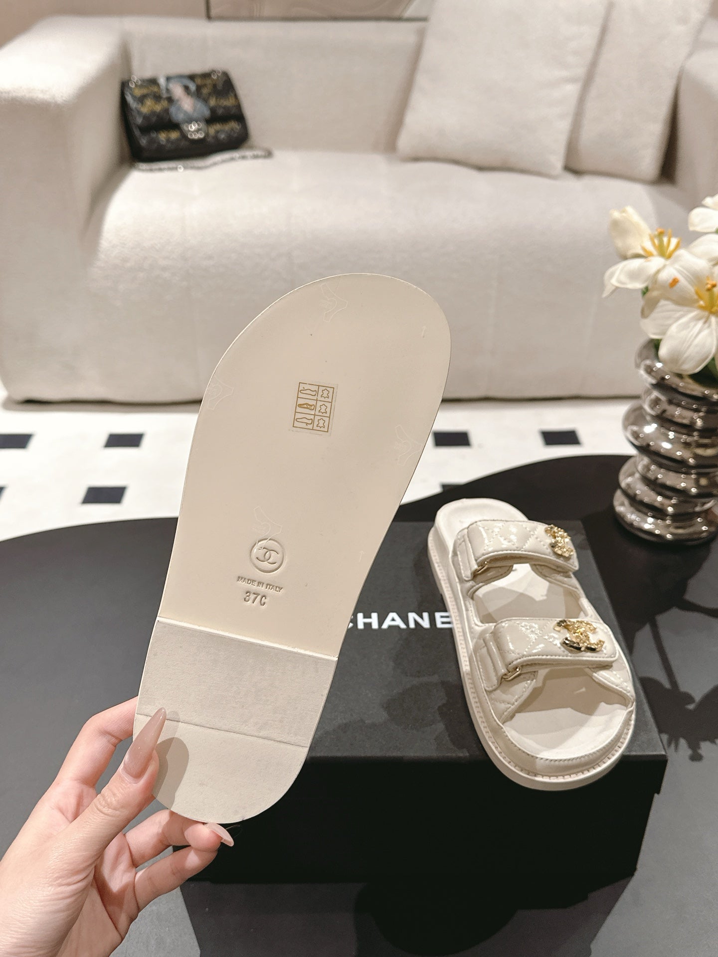 cc 25p dad mule sandal cream leather 237567