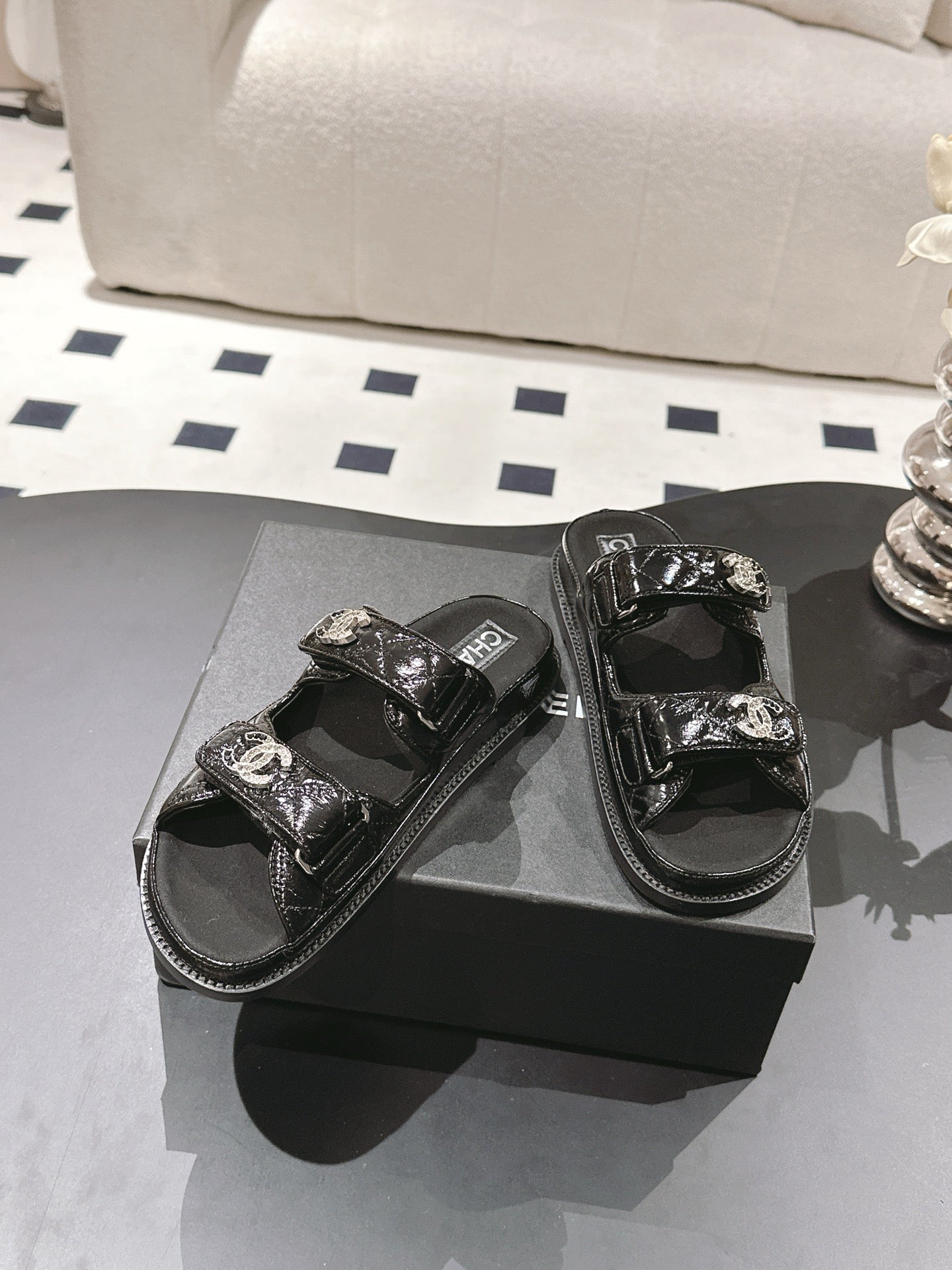 cc 25p dad mule sandal black leather 237571