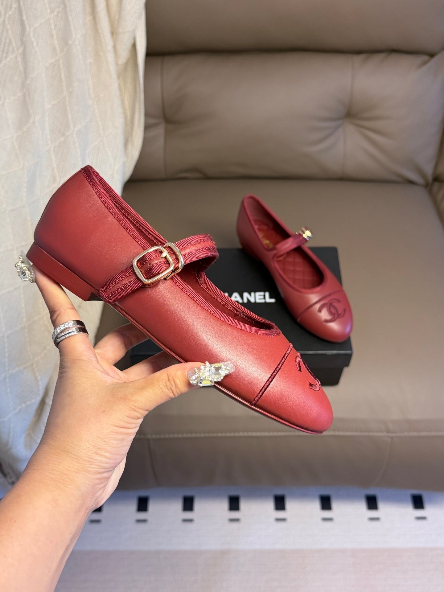 CC 26s Flat Mary Jane Red Sheepskin Sheepskin