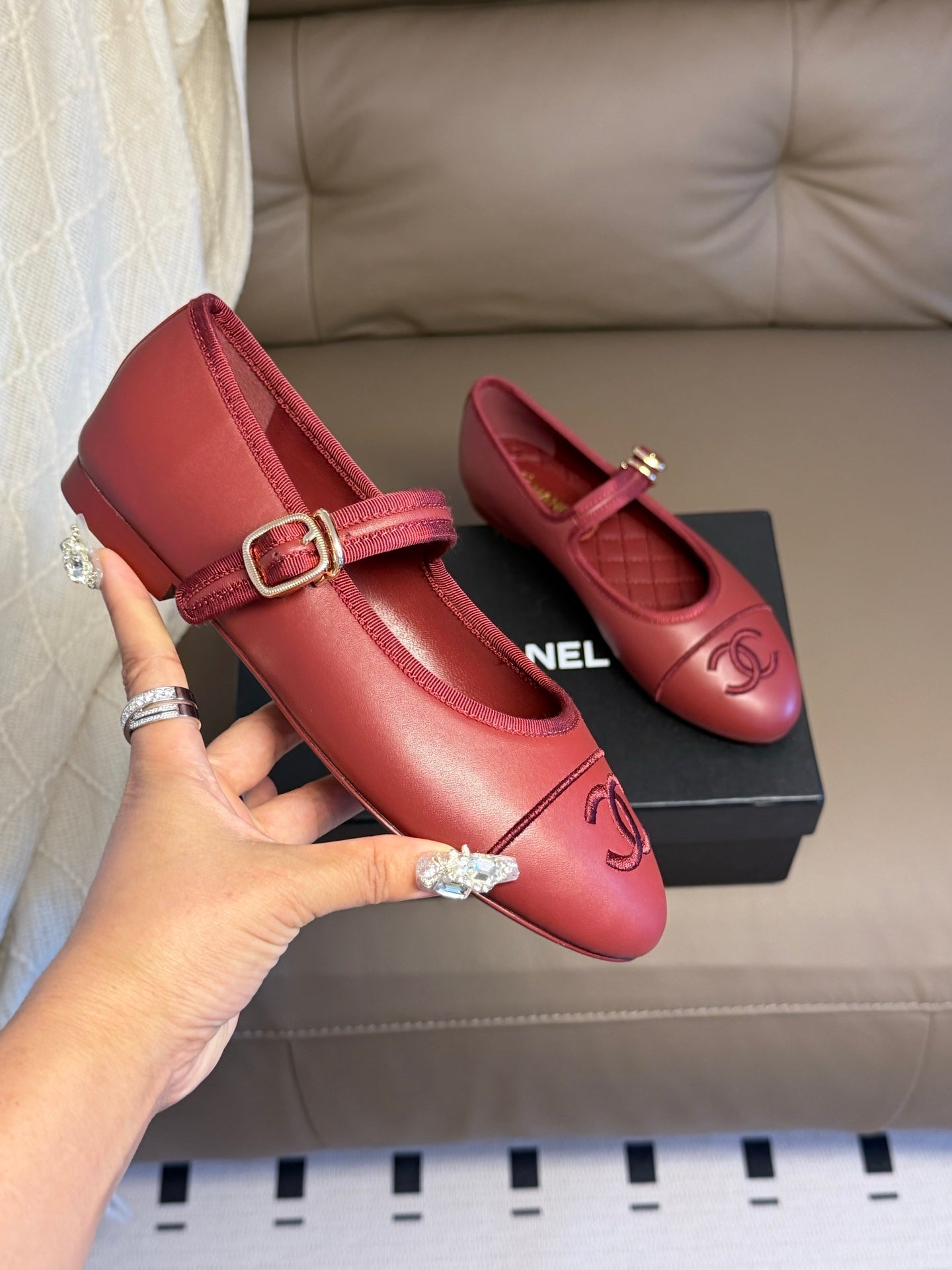 CC 26s Flat Mary Jane Red Sheepskin Sheepskin