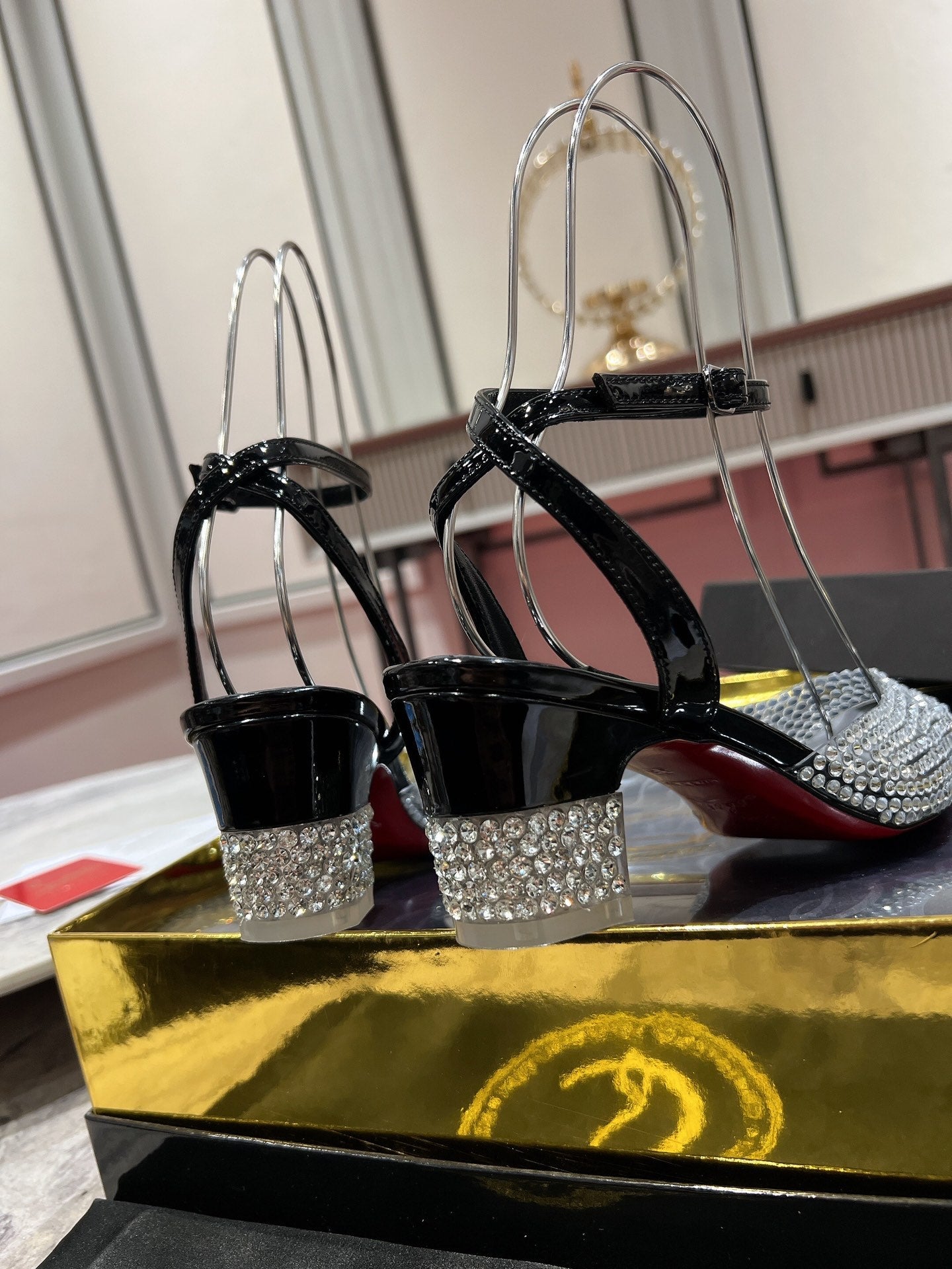 CL Cassandrissima Sandals 5.5cm Black Silver Leather 825391