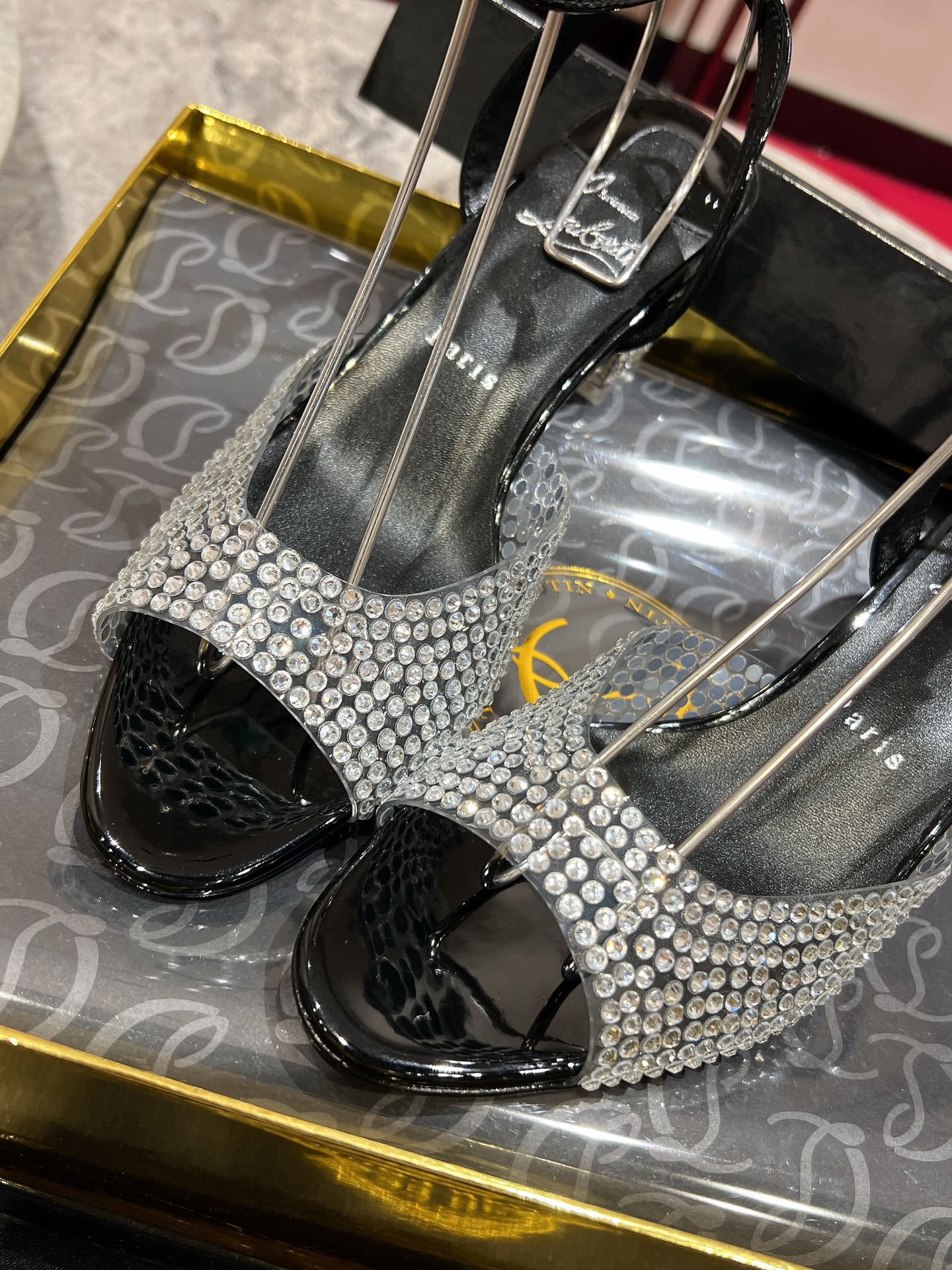 CL Cassandrissima Sandals 5.5cm Black Silver Leather 825391