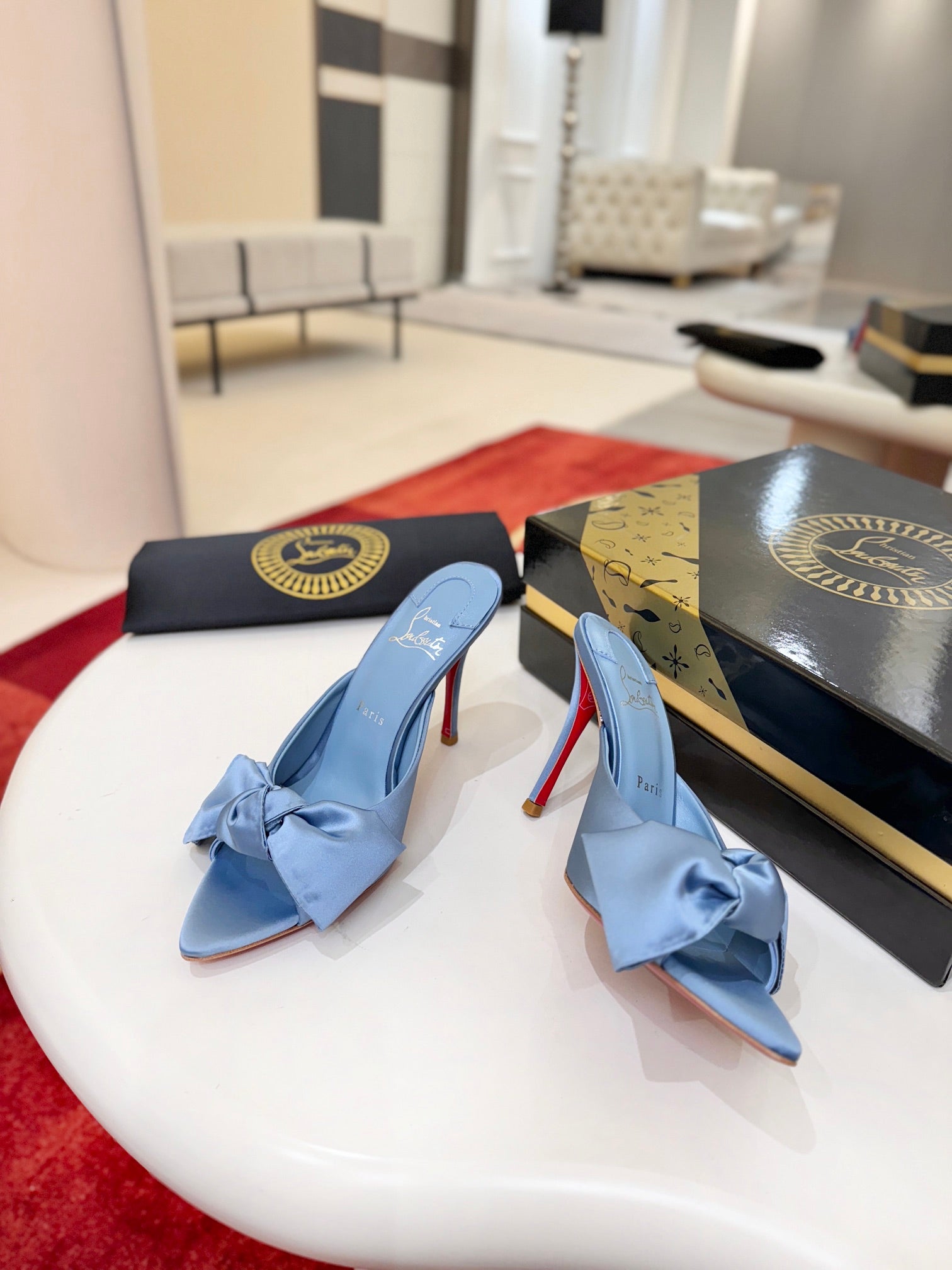 CL Matricia Sandals 10cm Blue Satin 825377