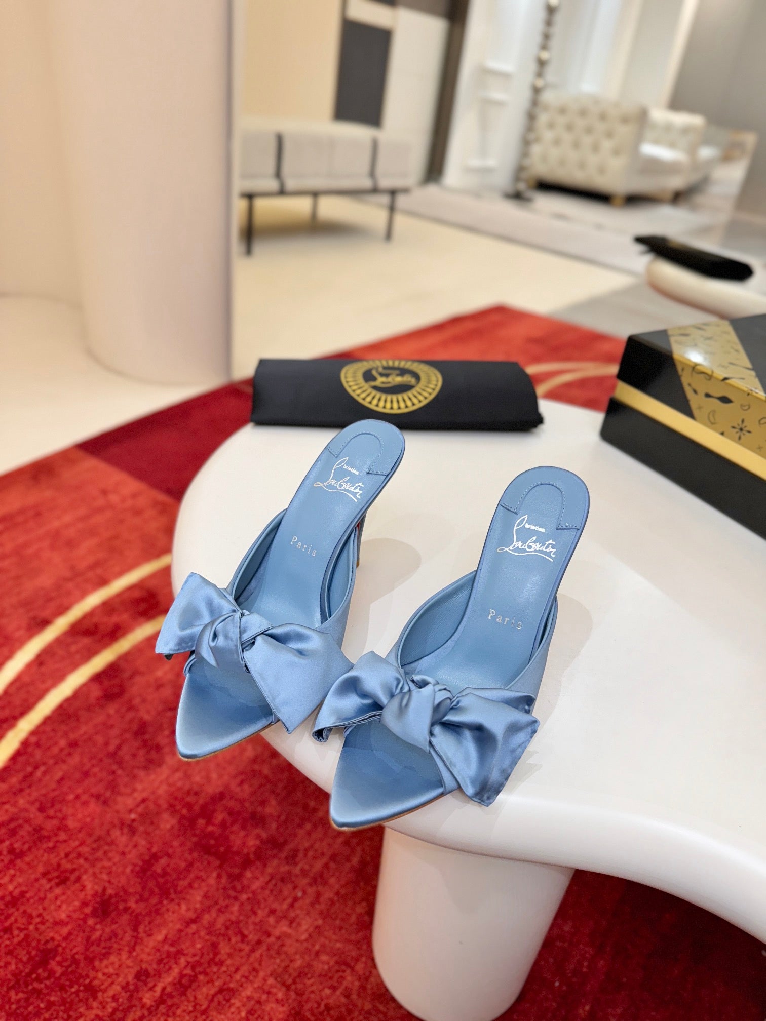 CL Matricia Sandals 10cm Blue Satin 825377