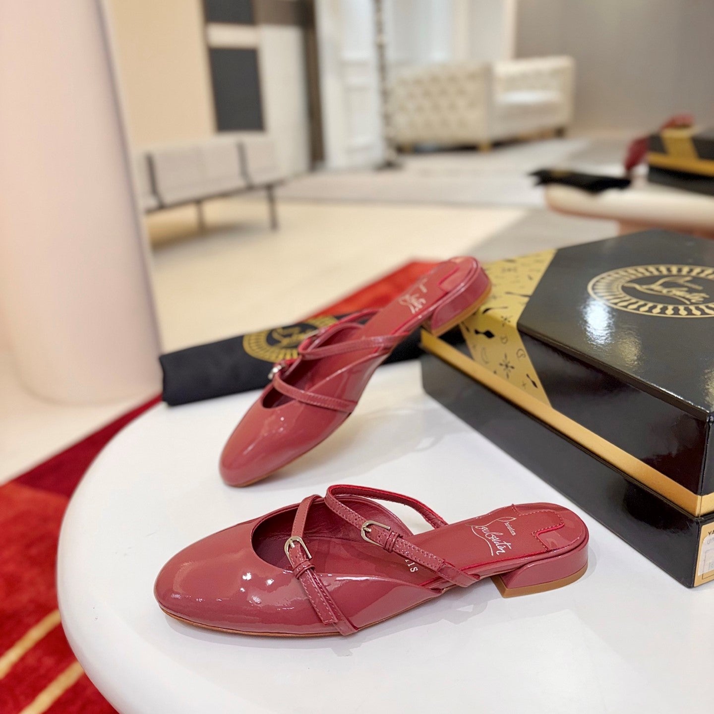 CL Jane Nina Mules Deep Pink Patent Leather 825194