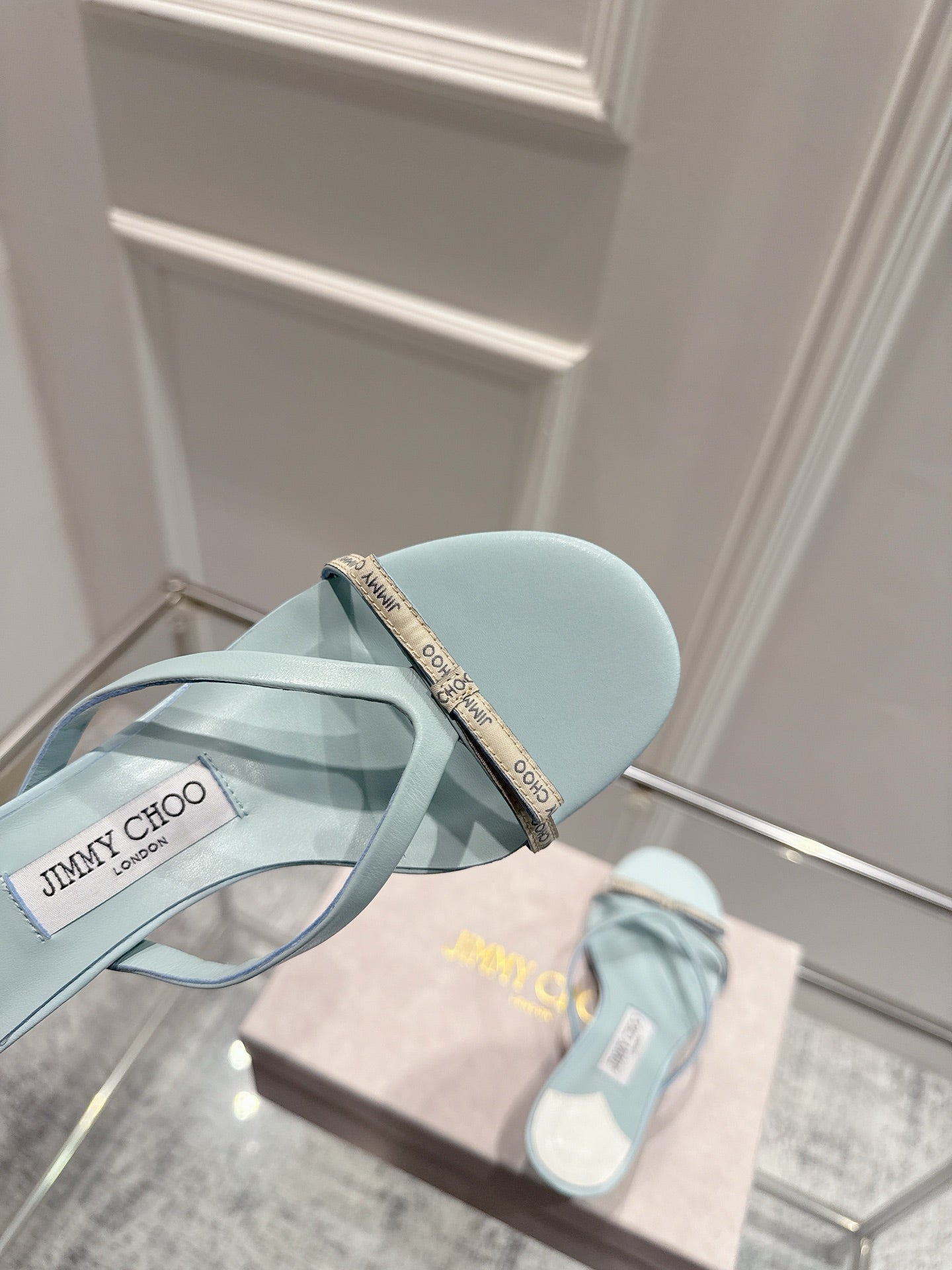 Jimmy Ciela Mules 45mm Light Blue Sheepskin 422437