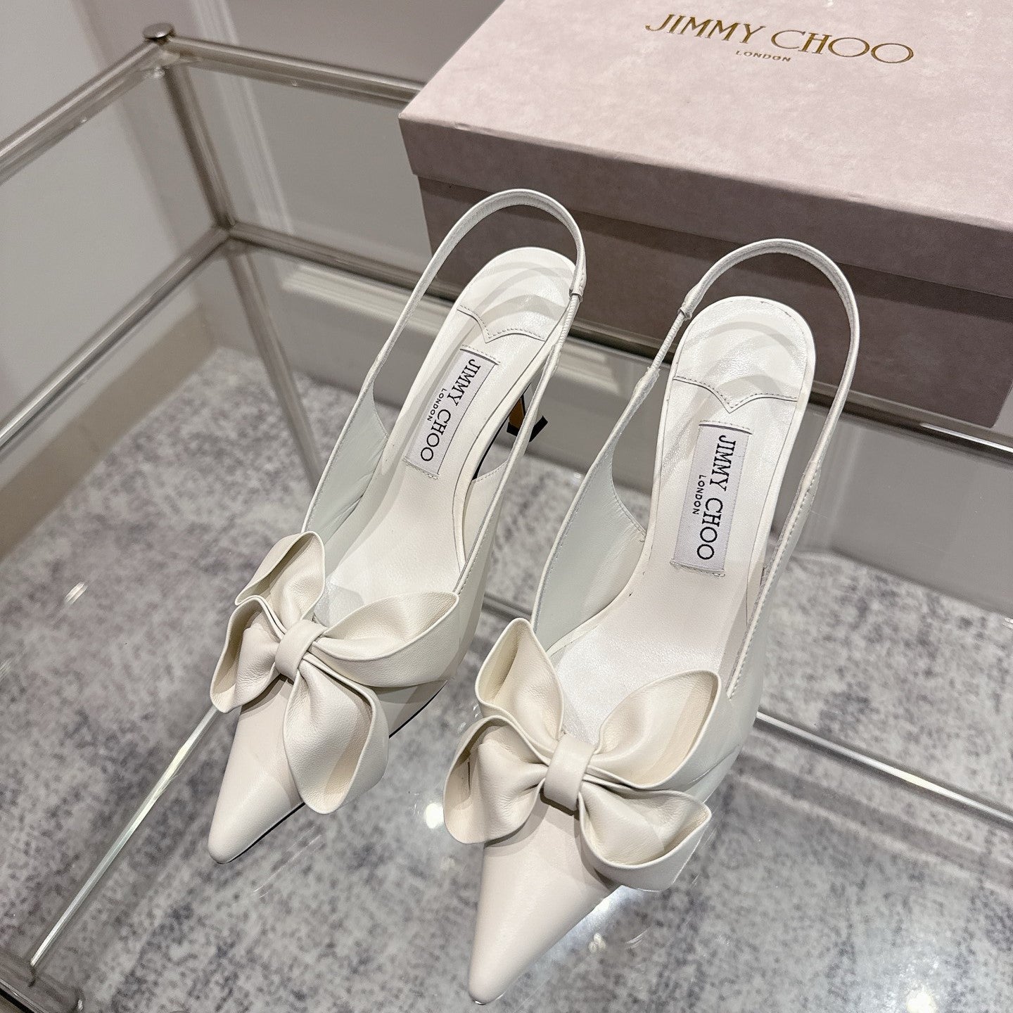 Jimmy Staz Slingback 70mm White Sheepskin 422441
