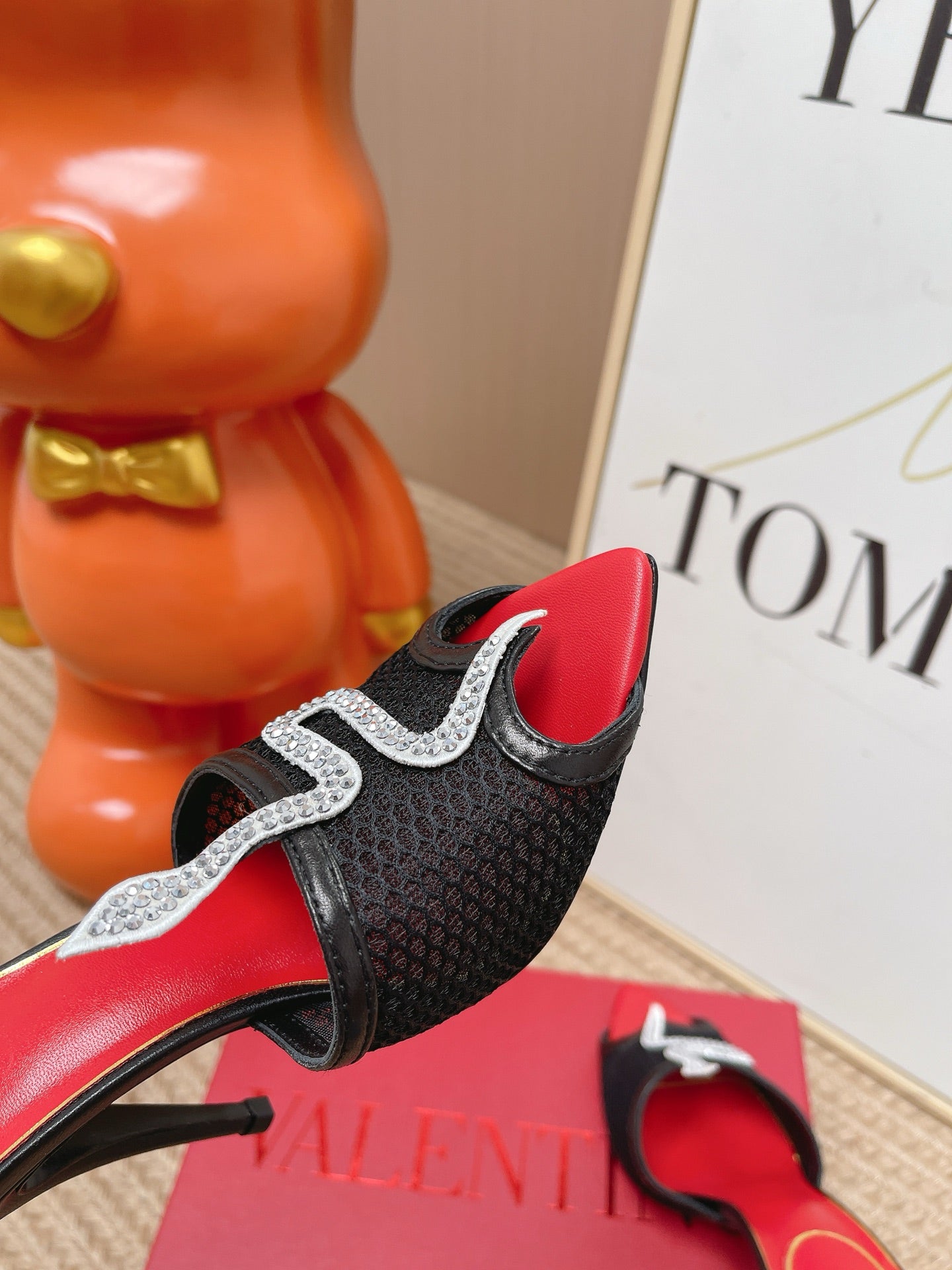VT 26s Coeur Vipère Sandal 10cm Black Mesh Leather 855266