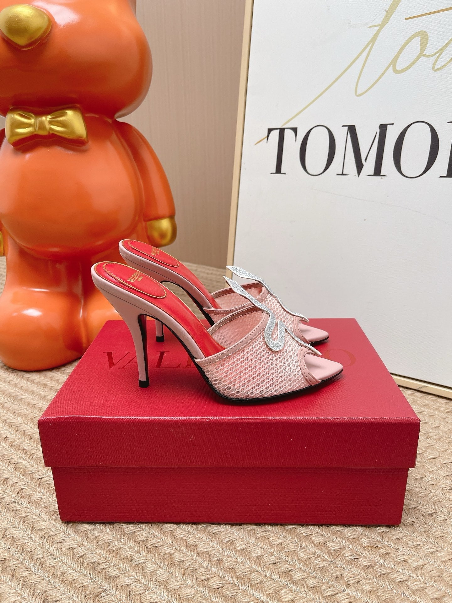VT 26s Coeur Vipère Sandal 10cm Light Pink Mesh Leather 855267