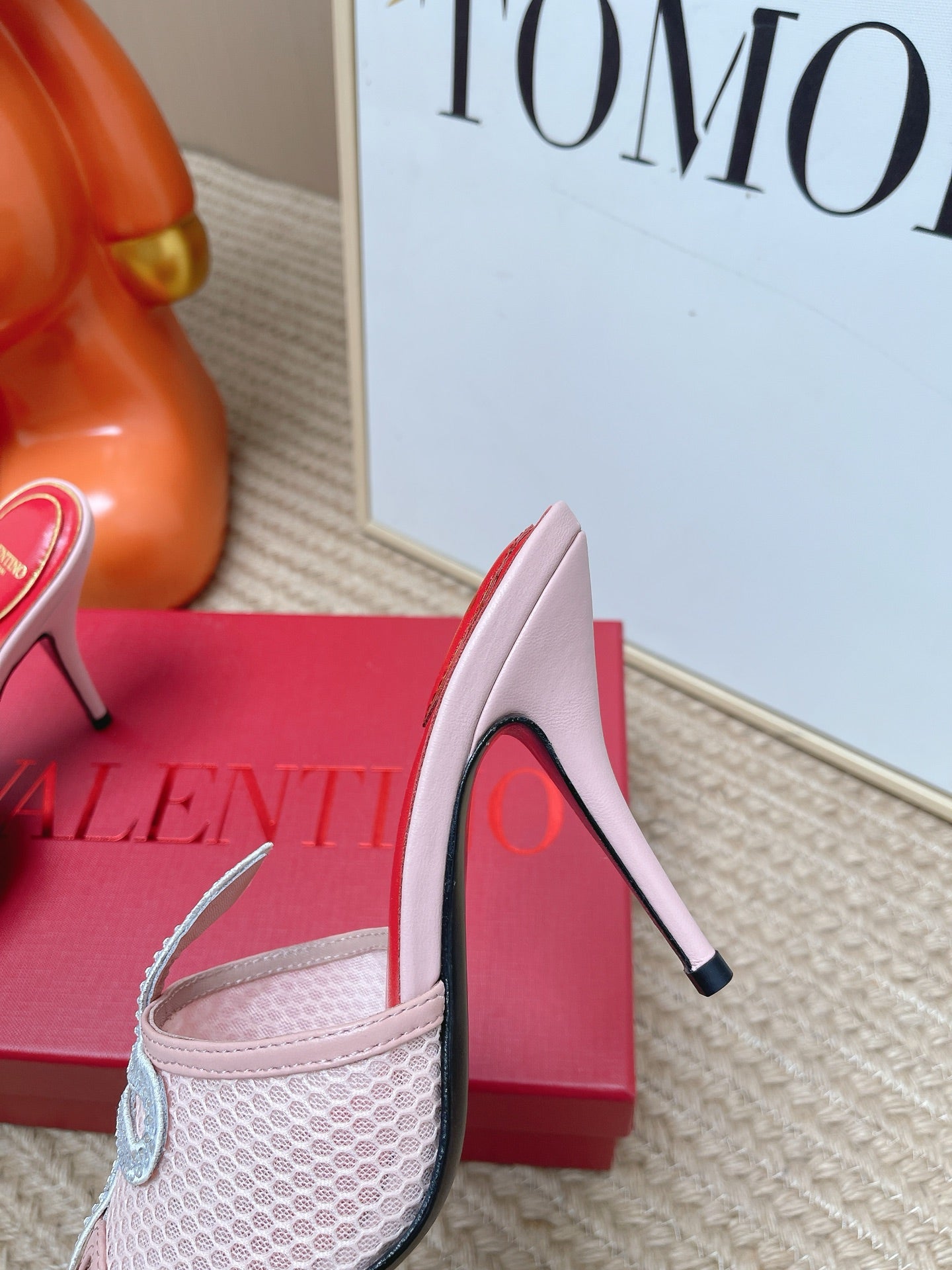 VT 26s Coeur Vipère Sandal 10cm Light Pink Mesh Leather 855267
