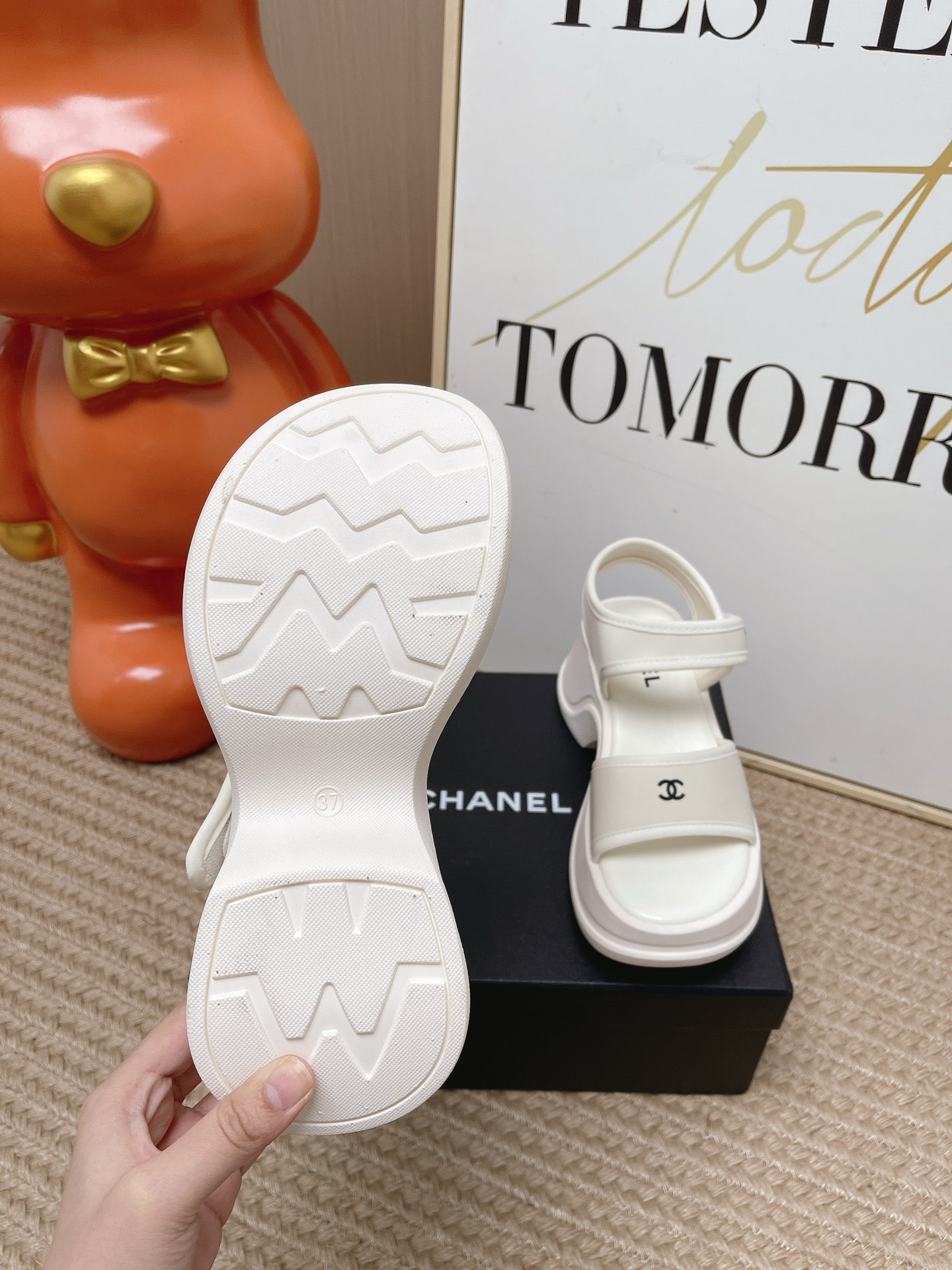 CC 26s Platform Sandals White Satin Rubber 901298
