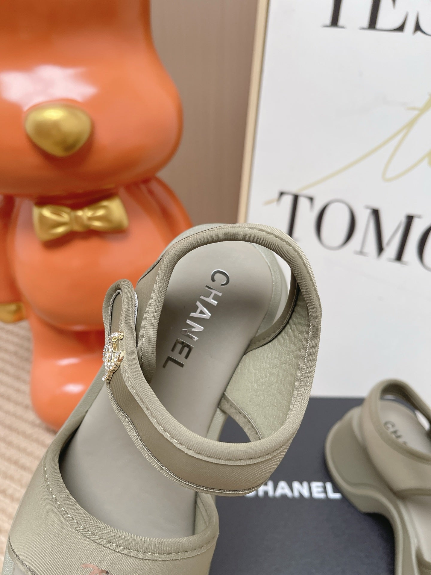 CC 26s Platform Sandals Taupe Satin Rubber 901299