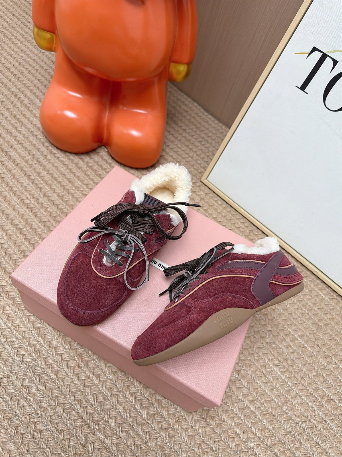 MM 26s Shearling Sneakers Burgundy Suede 191905