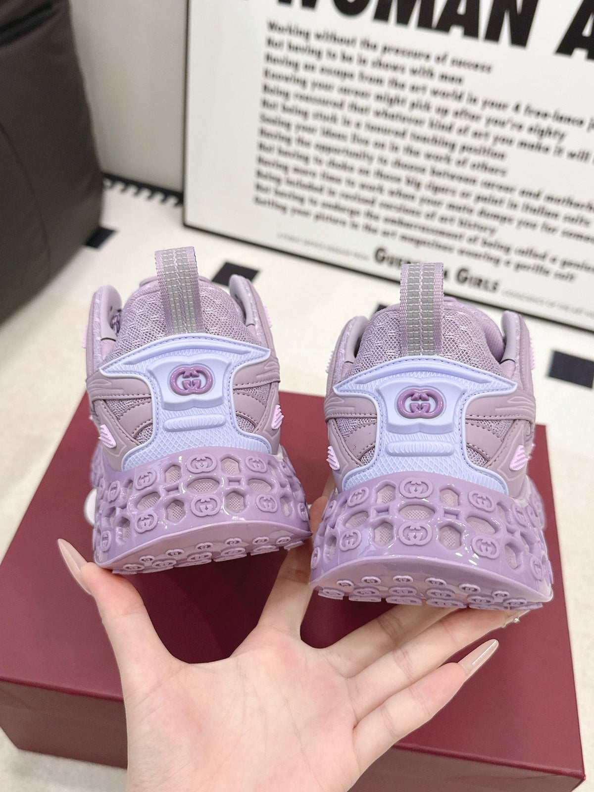 GG 26s Cubo Sneakers Purple Mesh Fabric 191864