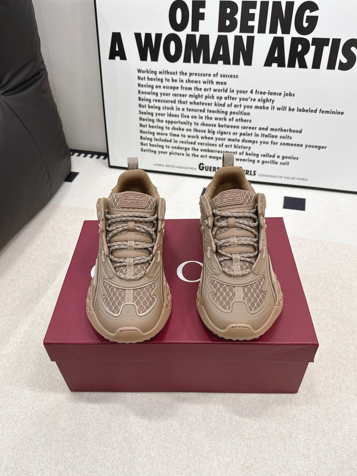 GG 26s Cubo Sneakers Beige Mesh Fabric 191865