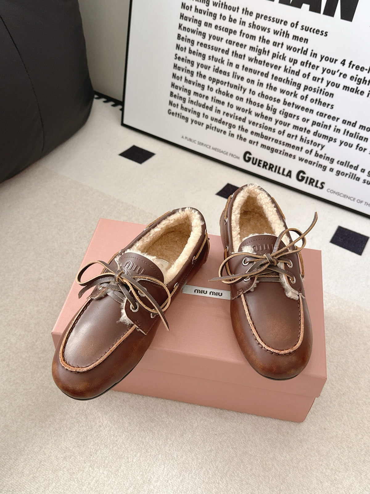 MM 26s Shearling Boat Shoes Brown Leather 191939