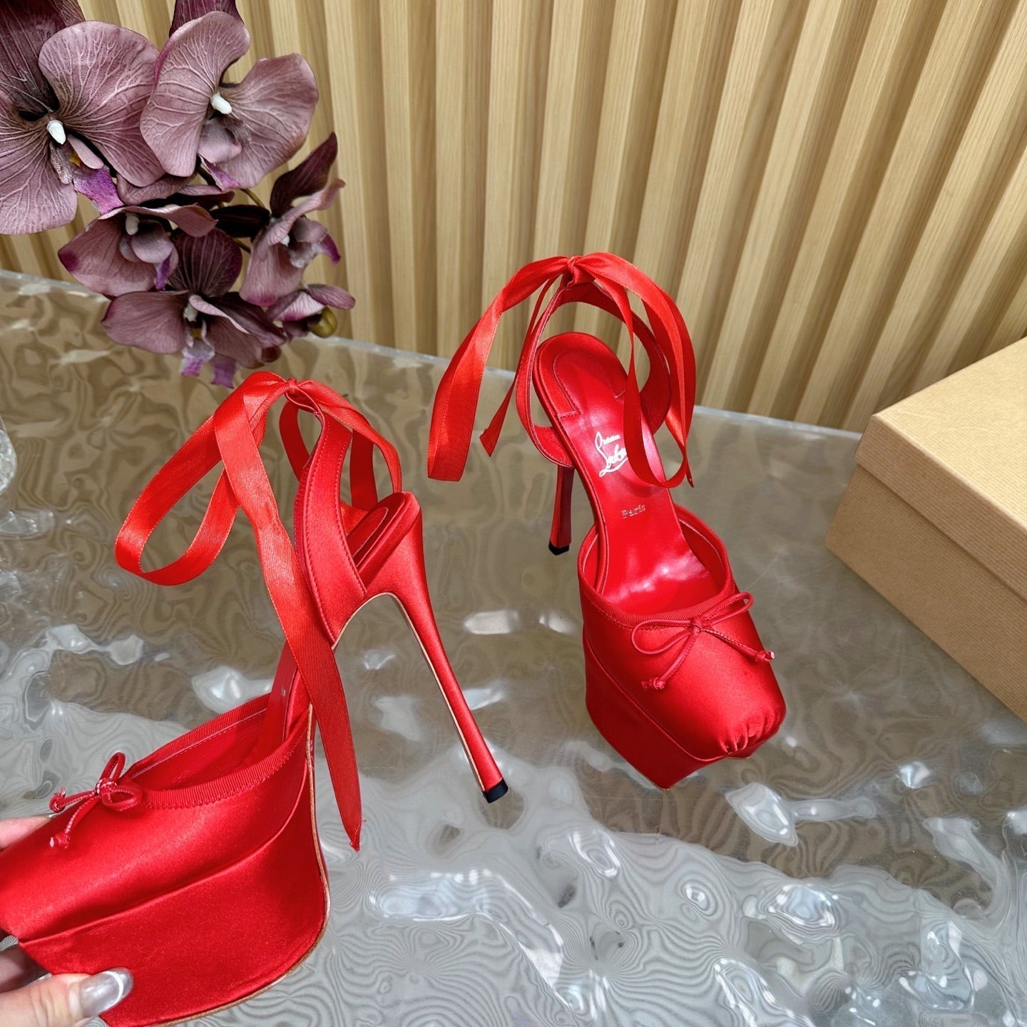 CL 25C Cassia Lace Up Alta 160mm Red Silk 221614