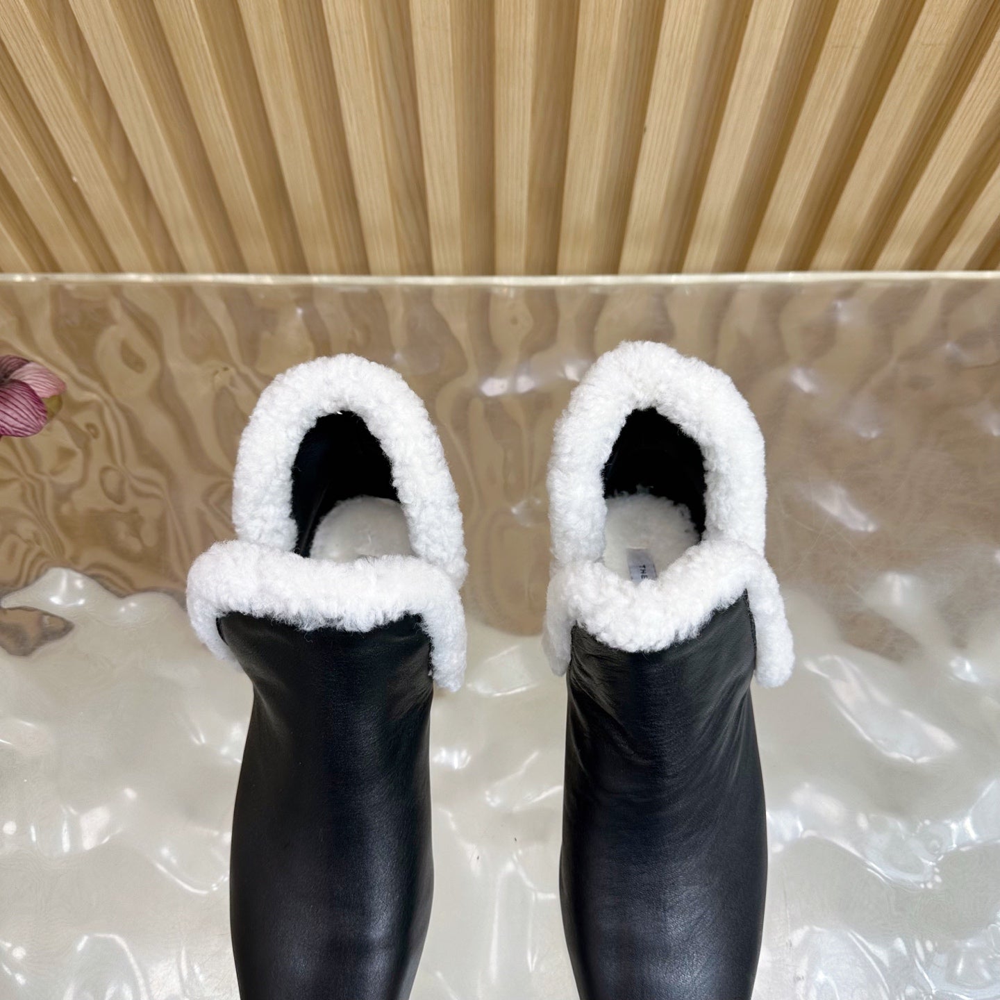 The Row Eros Ankle Boots Black Shearling-trimmed Sheepskin 436644