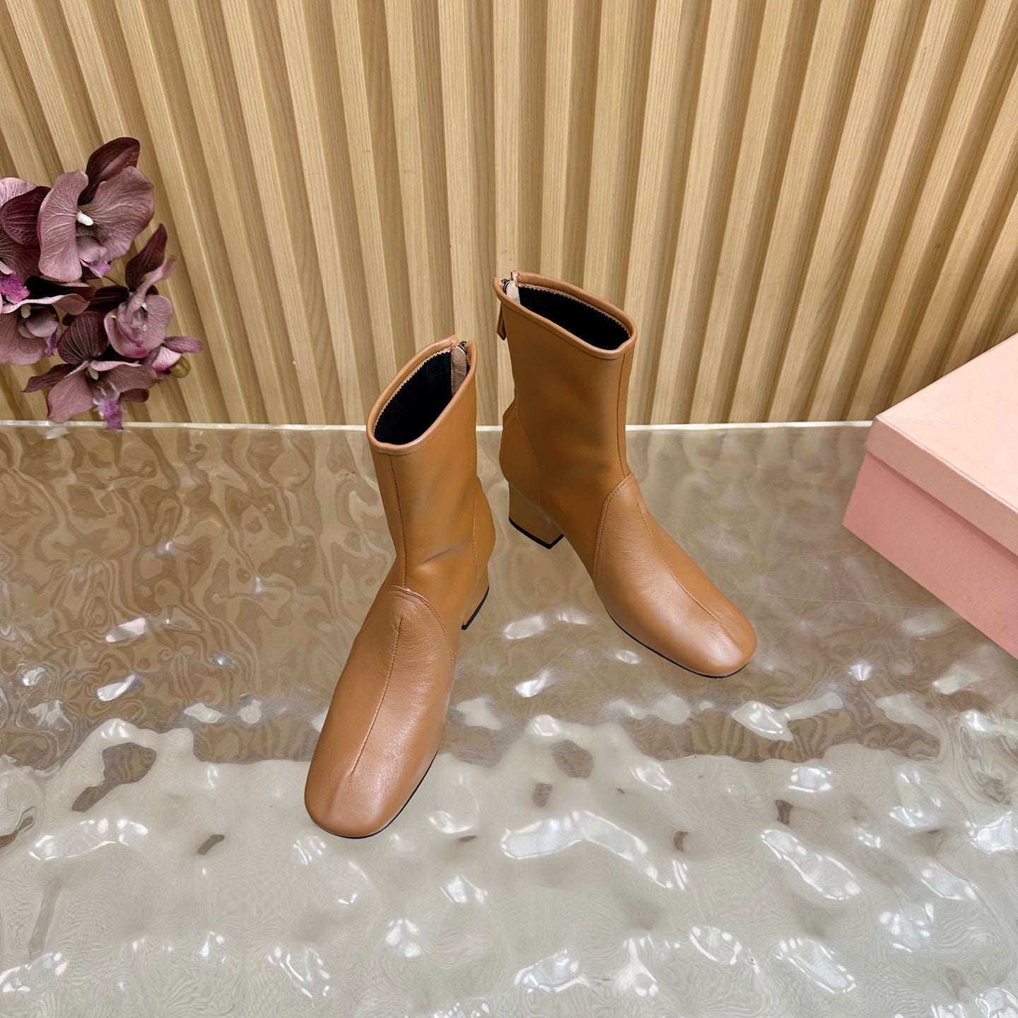 Miu Bootie Camel  Nappa Leather  498179
