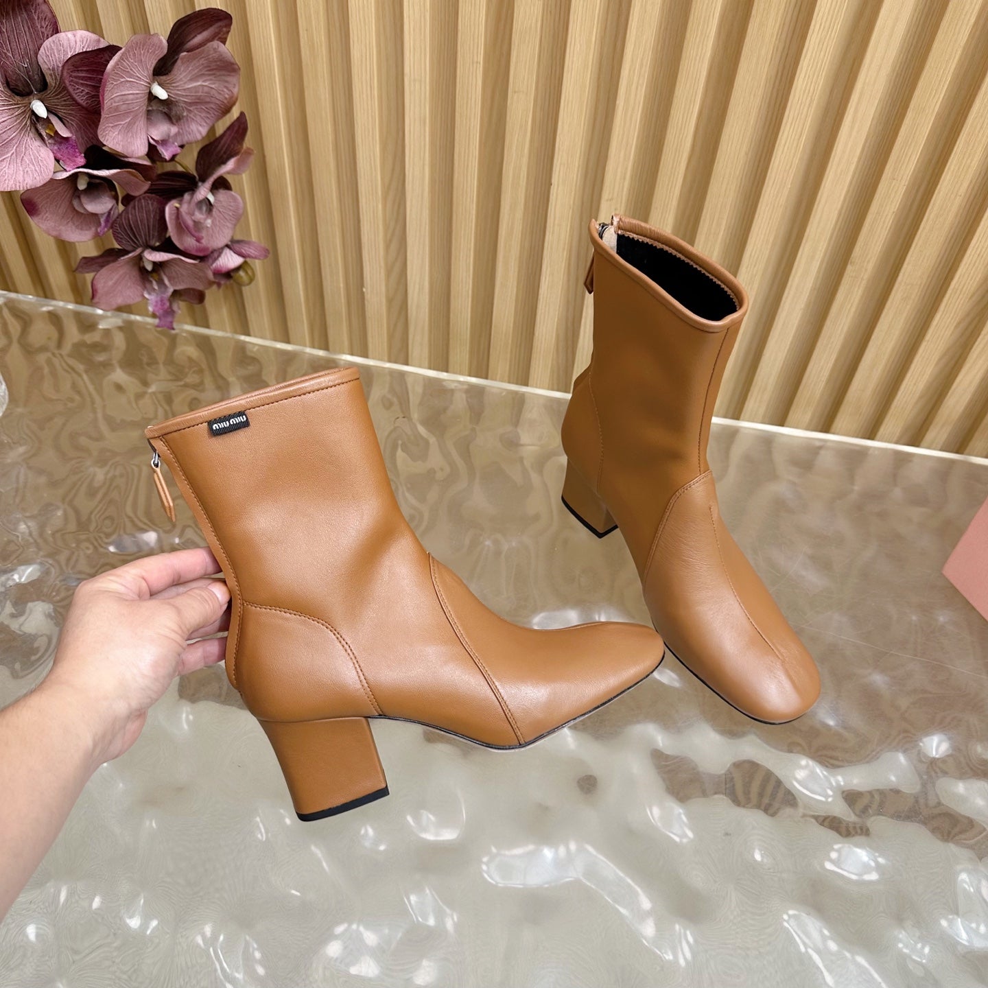 Miu Bootie Camel  Nappa Leather  498179