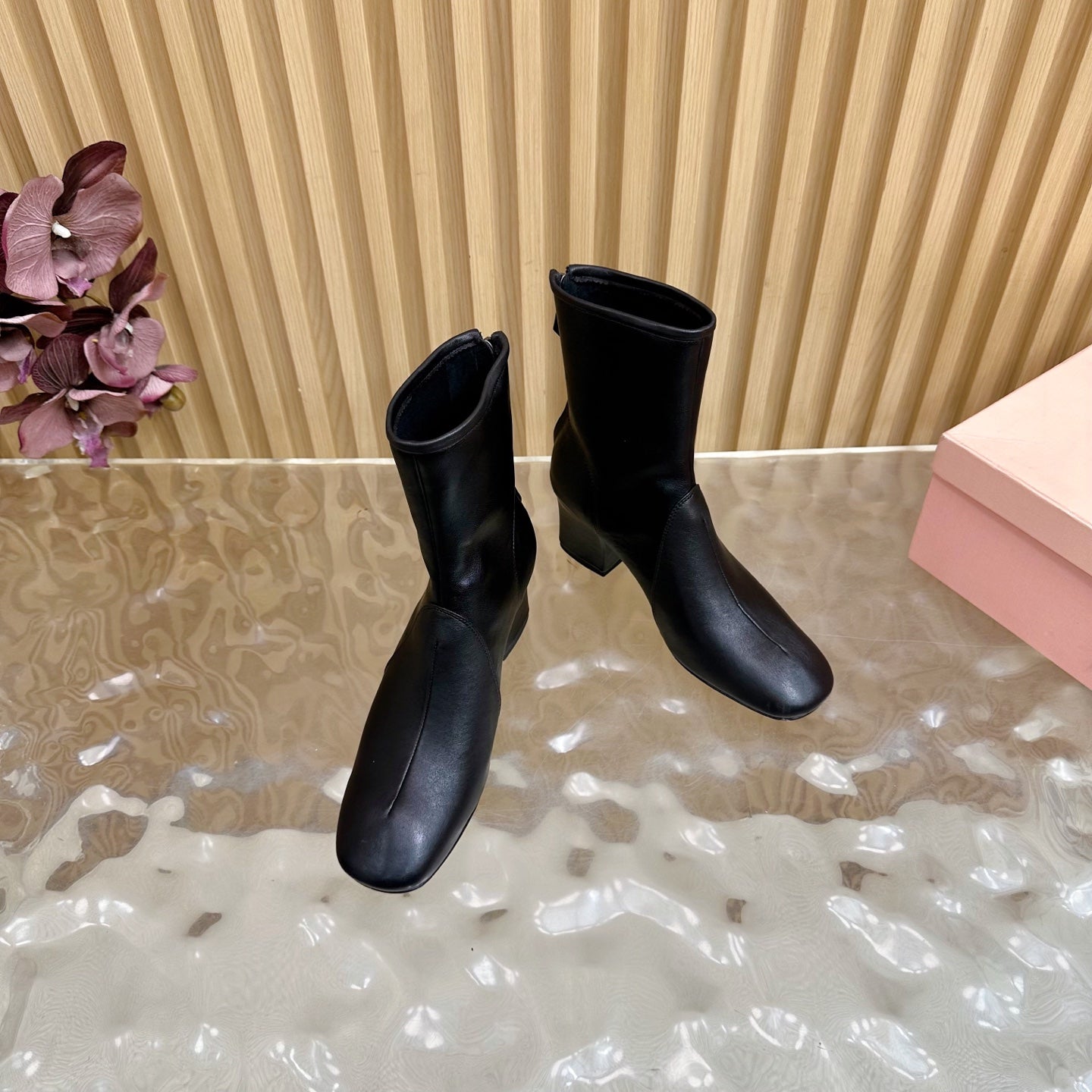Miu Booties Black Nappa Leather 498180