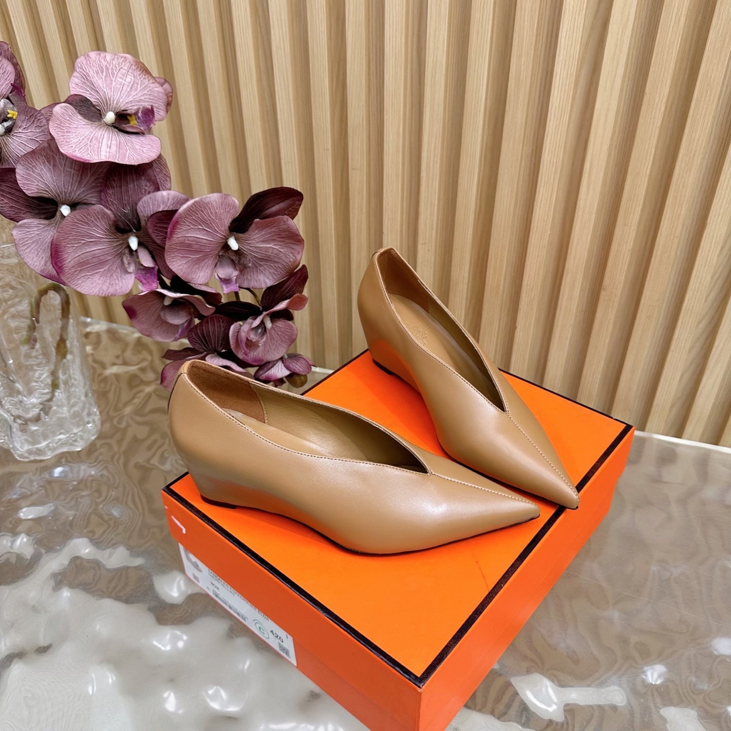 HM Louna 55 Pump 50mm Burnt caramel Sheepskin  498199
