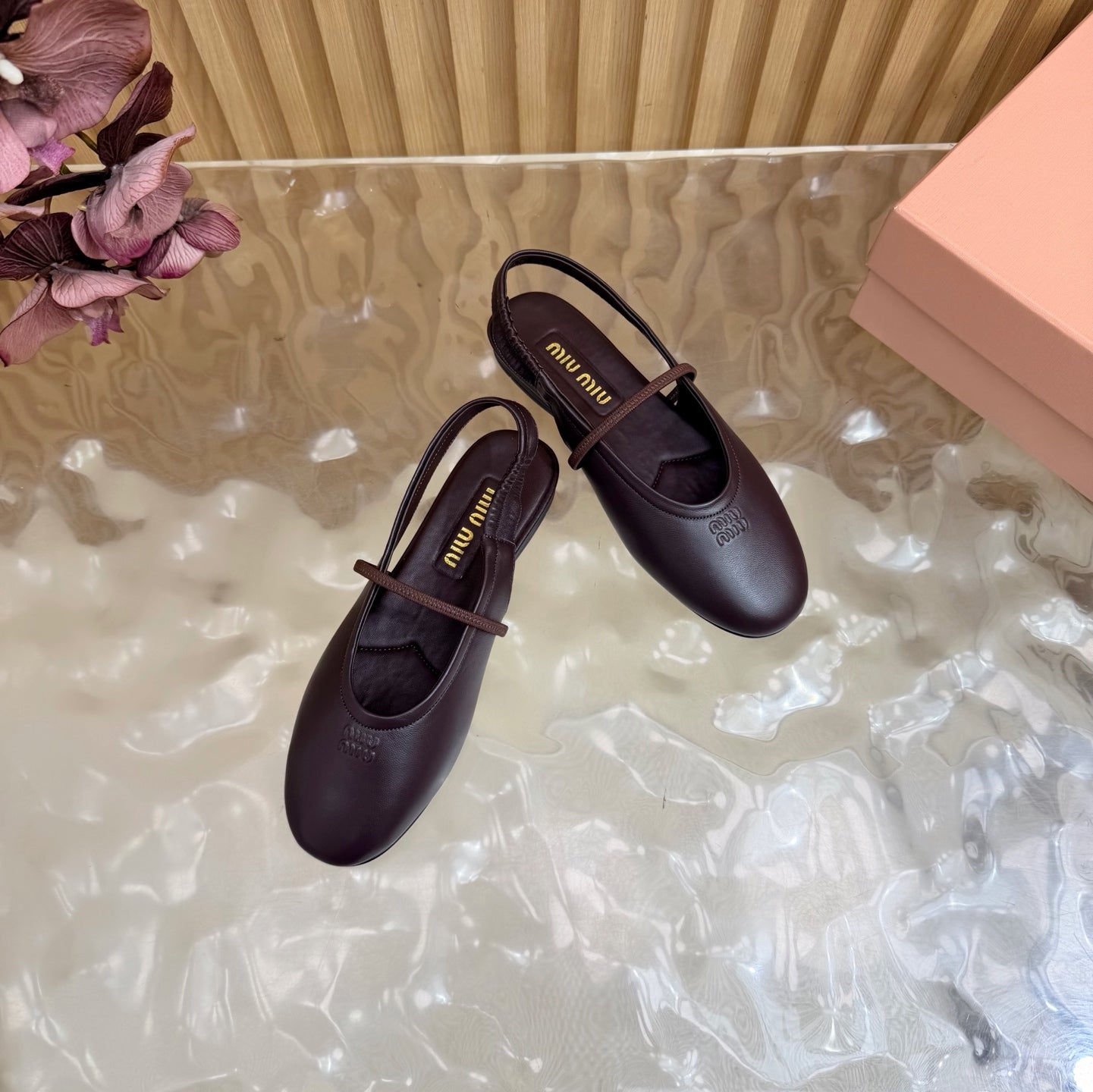 Miu 26s Slingback Ballerinas Deep Burugndy Lambskin 933413