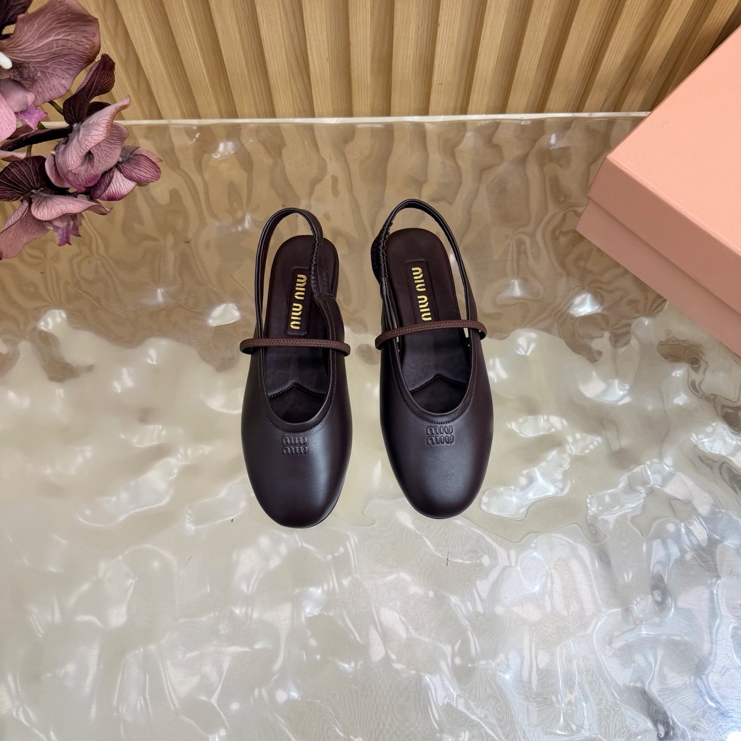 Miu 26s Slingback Ballerinas Deep Burugndy Lambskin 933413