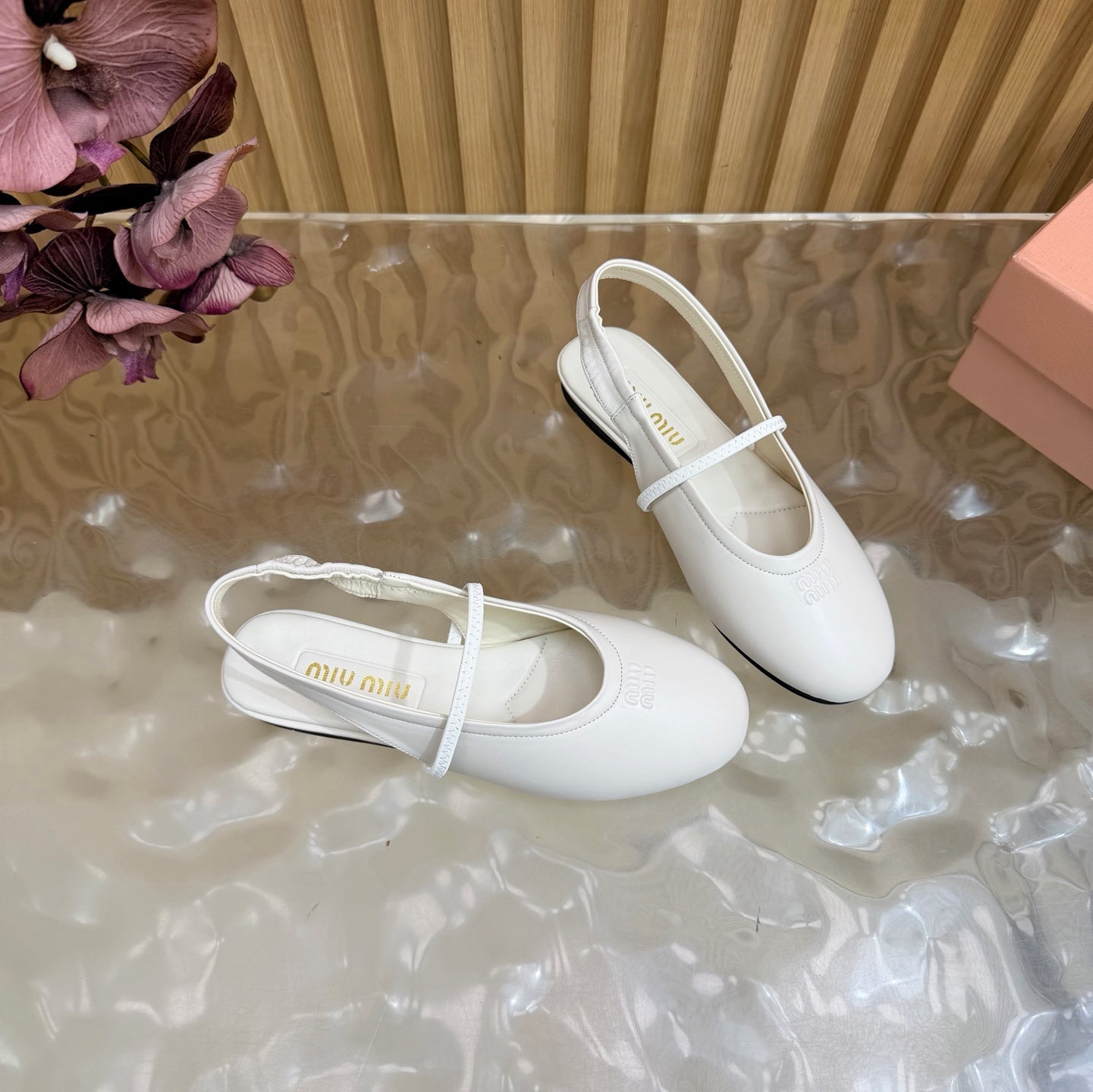 Miu 26s Slingback Ballerinas White Lambskin 933414