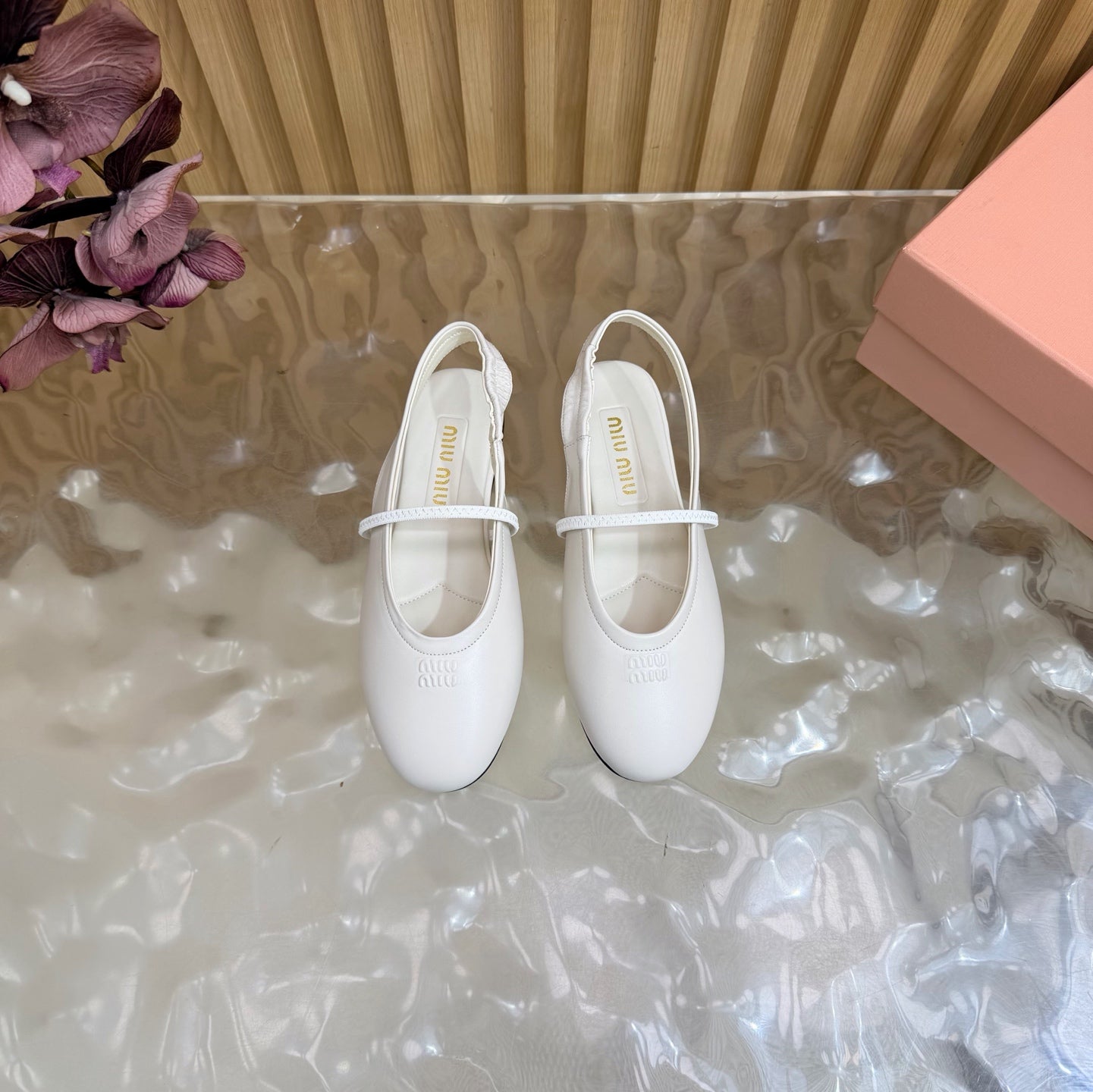 Miu 26s Slingback Ballerinas White Lambskin 933414