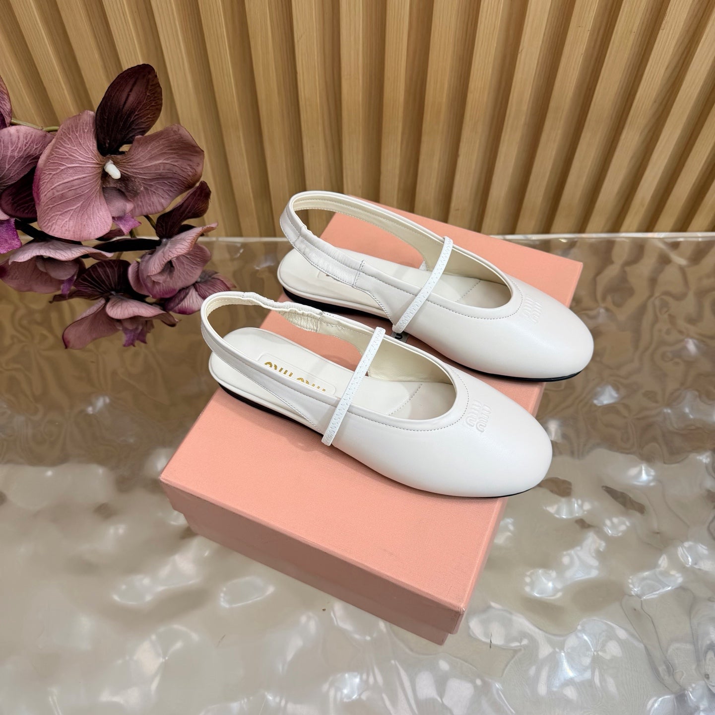 Miu 26s Slingback Ballerinas White Lambskin 933414