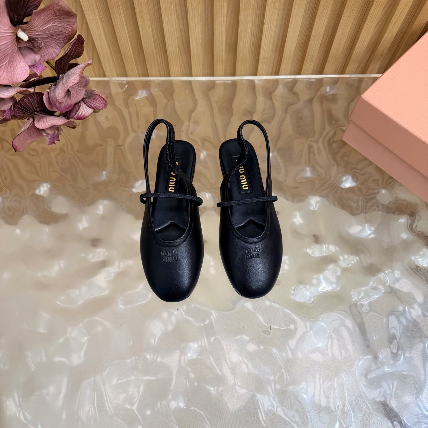 Miu 26s Slingback Ballerinas Black Lambskin 933415